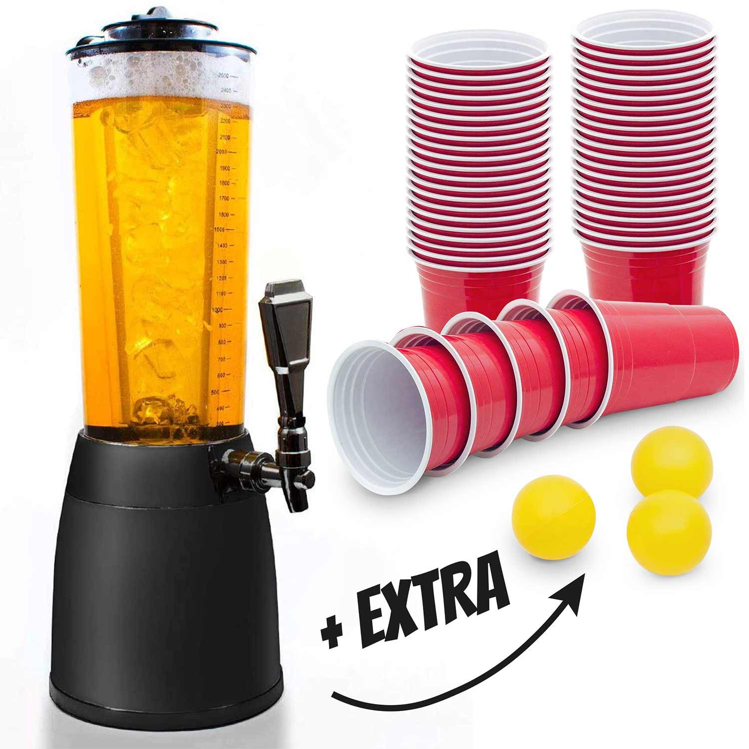 Goods+Gadgets Getränkespender 4,0-Liter-Bierzapfanlage mit Eiskühlung – Das ultimative Partygetränk, Biersäule Trinksäule Getränkesäule mit Eiskühlung