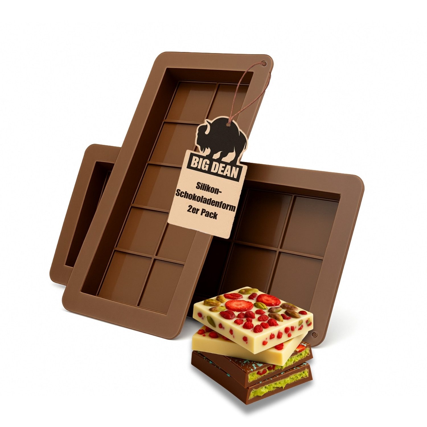 BigDean Schokoladenform 2er-Set Schokoladenform Silikon - tiefe Schokoladenform, (Set 1-tlg), Extra Tief, Universell