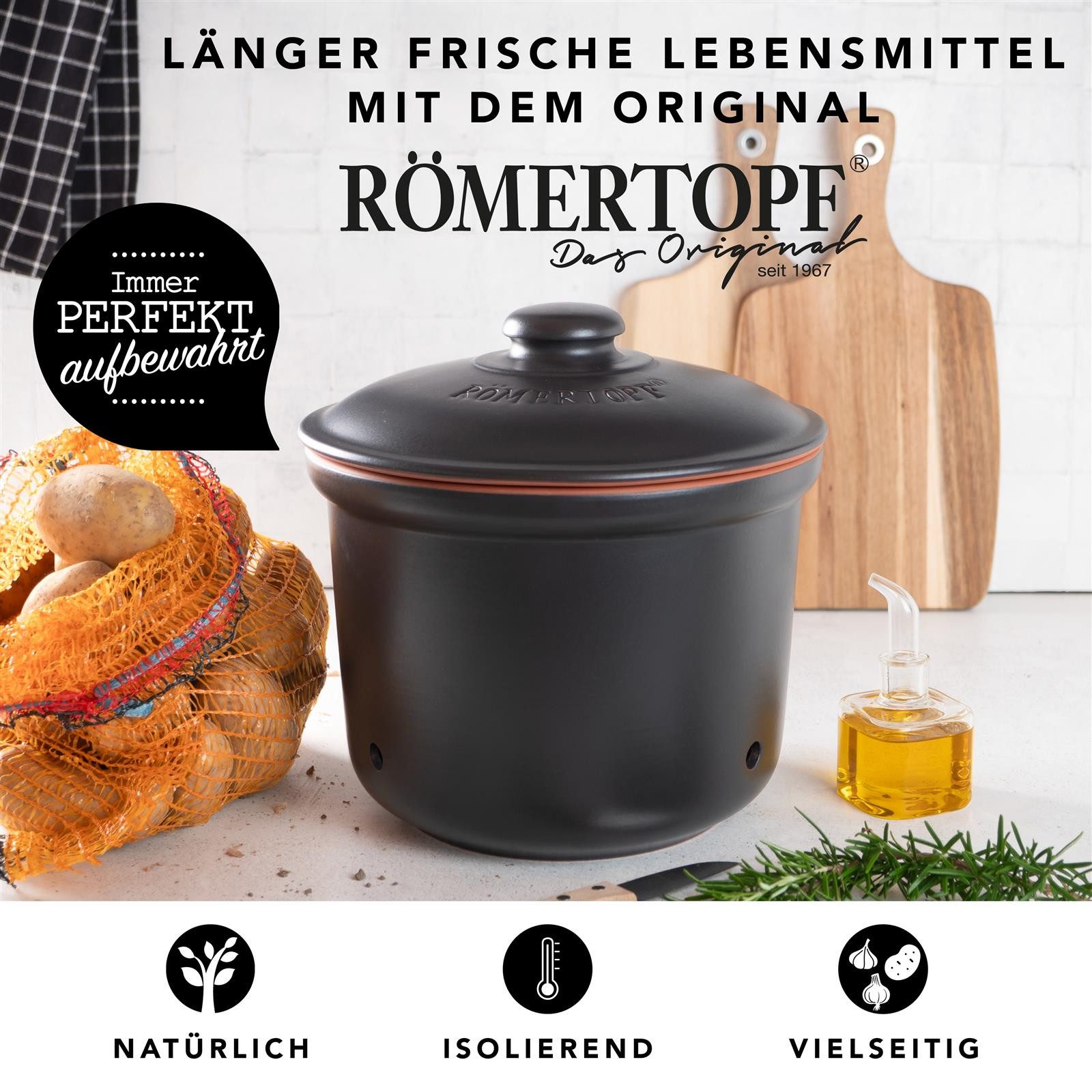 RÖMERTOPF Römertopf Frische-Topf MAXI PLUS - Kartoffeln Aufbewahrung 5,5 Liter, (Frischetopf & Deckel) – Bild 2 von 5