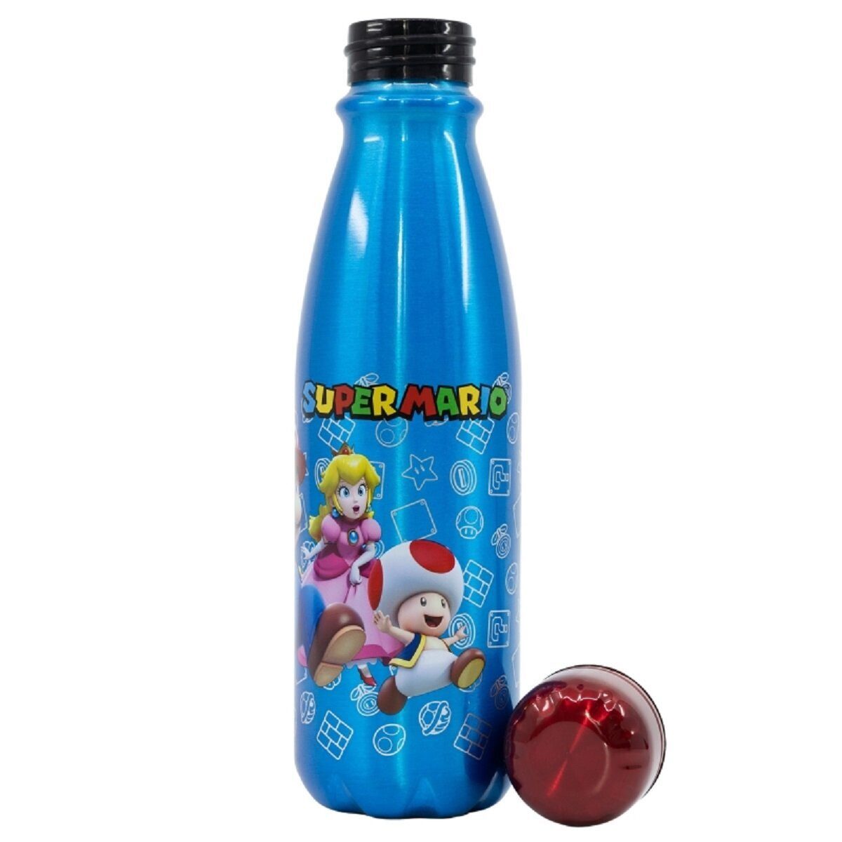Super Mario Trinkflasche SUPER MARIO Aluminium Flasche 600ml Ideal für junge Abenteurer