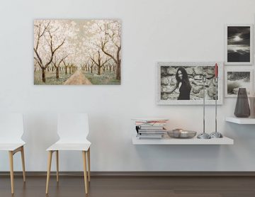 KUNSTLOFT Gemälde Allee voller Blüten 100x75 cm, Leinwandbild 100% HANDGEMALT Wandbild Wohnzimmer