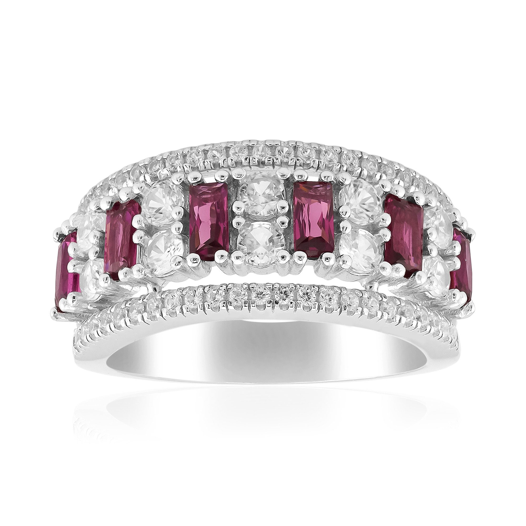 Cavill Silberring Cavill Rhodolith Ring 2,11 ct Silber rhodiniert mit Zirkonen (1-tlg)