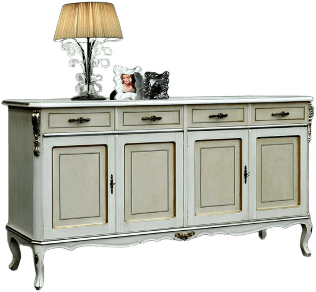 Xlmoebel Kombikommode Kombination aus Barock-Rokoko-Stil mit filigranen Holzverzierungen (Kombikommode, 1 St., Kommode), Hergestellt in Italy