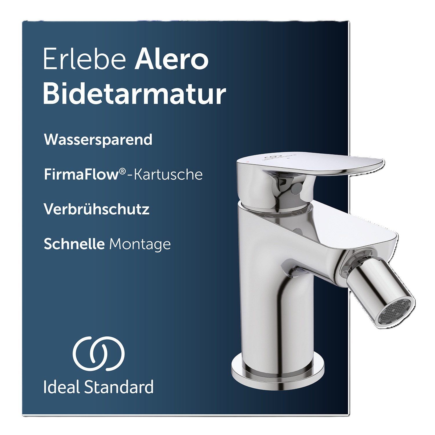 Ideal Standard Bidetarmatur Alero FirmaFlow® Kartusche, Wassersparend, EasyFix® Schnellmontagesystem