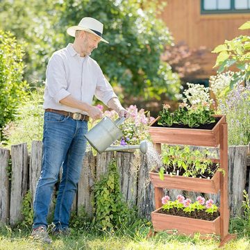 KOMFOTTEU Hochbeet 3 Etagen Blumenbeet, mit verstellbaren Blumentrögen & Ablauflöchern