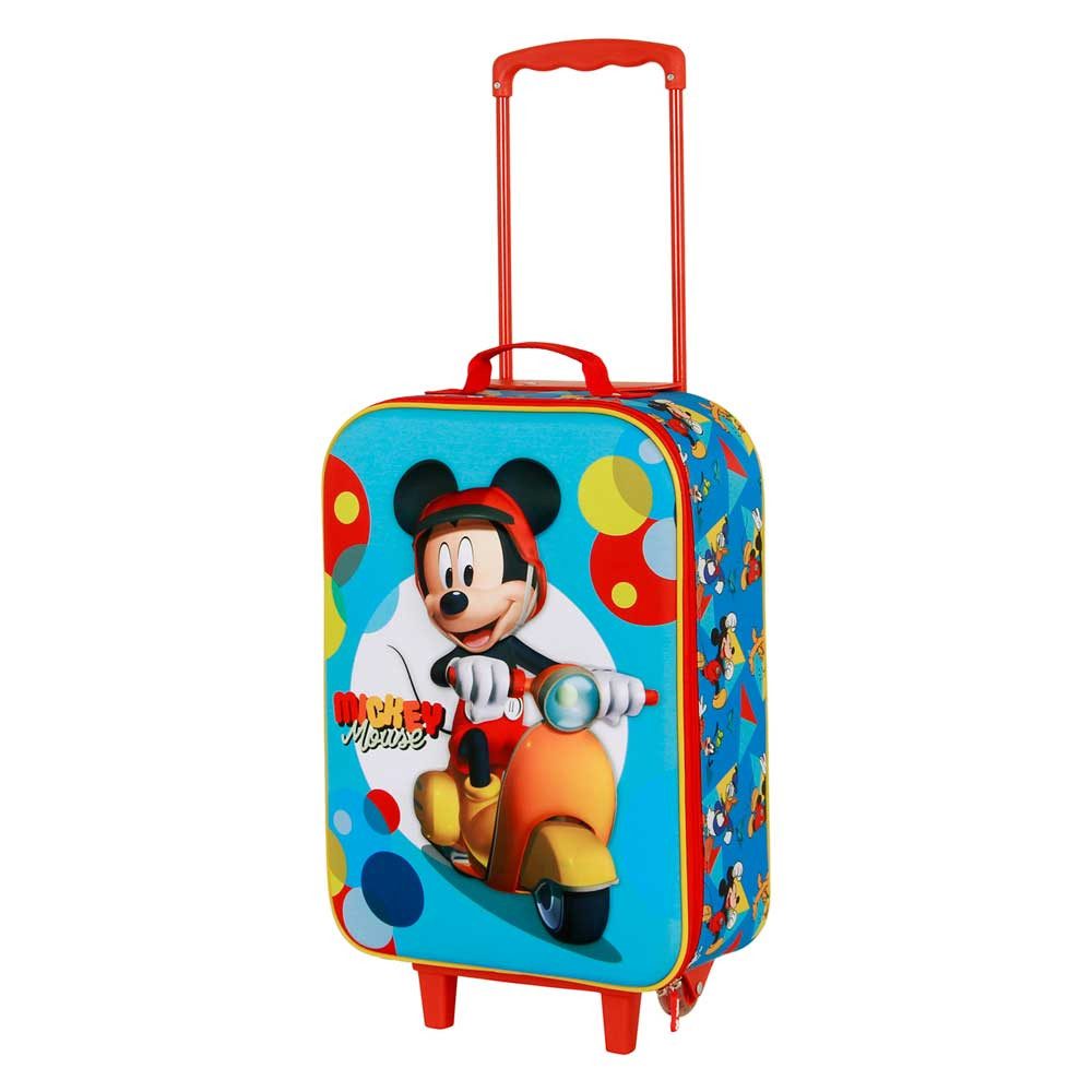 Karactermania Kinderkoffer 3D Disney Micky Maus Scooter Trolley Reisekoffer Koffer, Kinder-Trolley-Koffer im Soft 3D Design