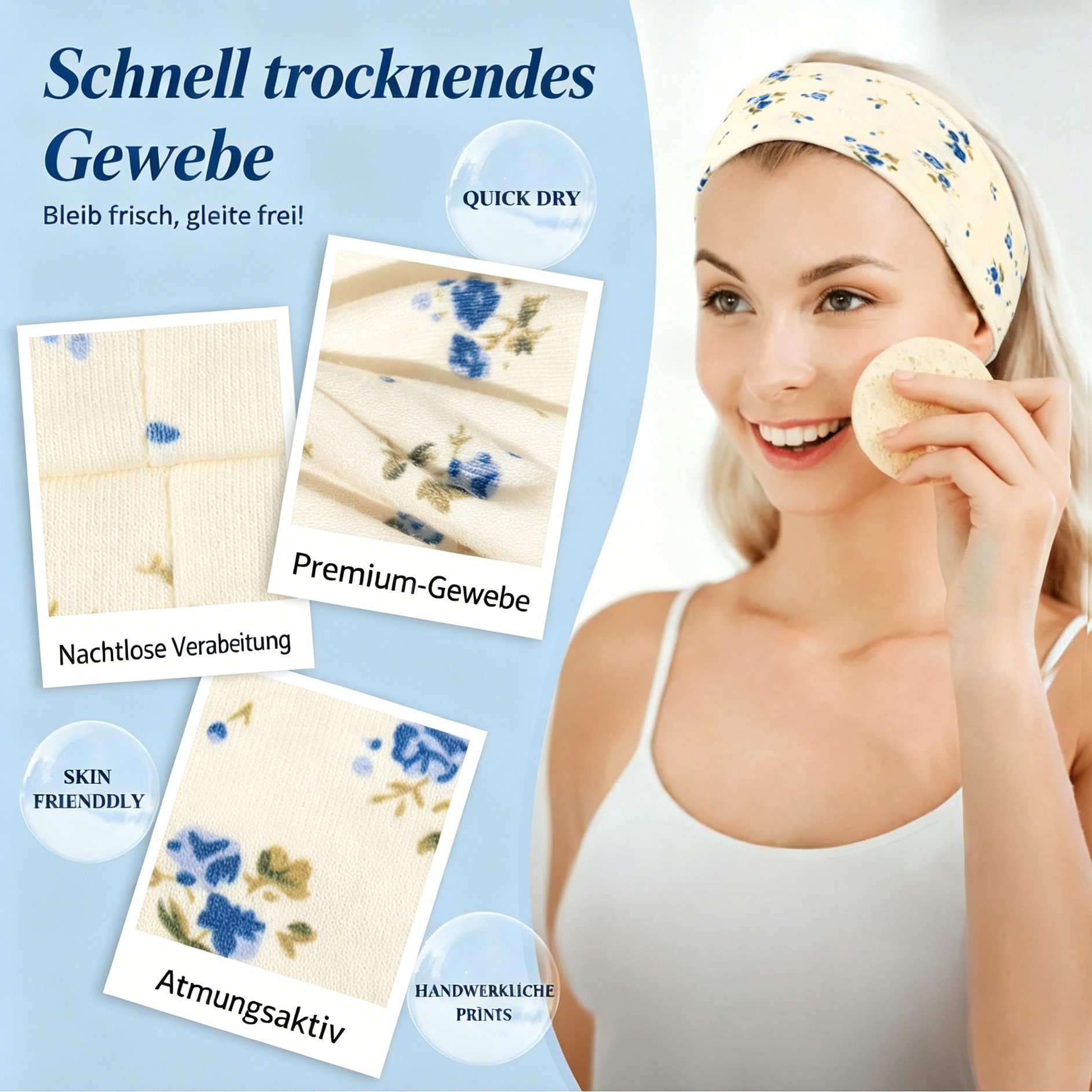 Zaewry Haargummi 6er-Set rutschfeste elastische Haarbänder, Damen-Sport-Stirnbänder, geeignet für Yoga, Fitness und Laufen
