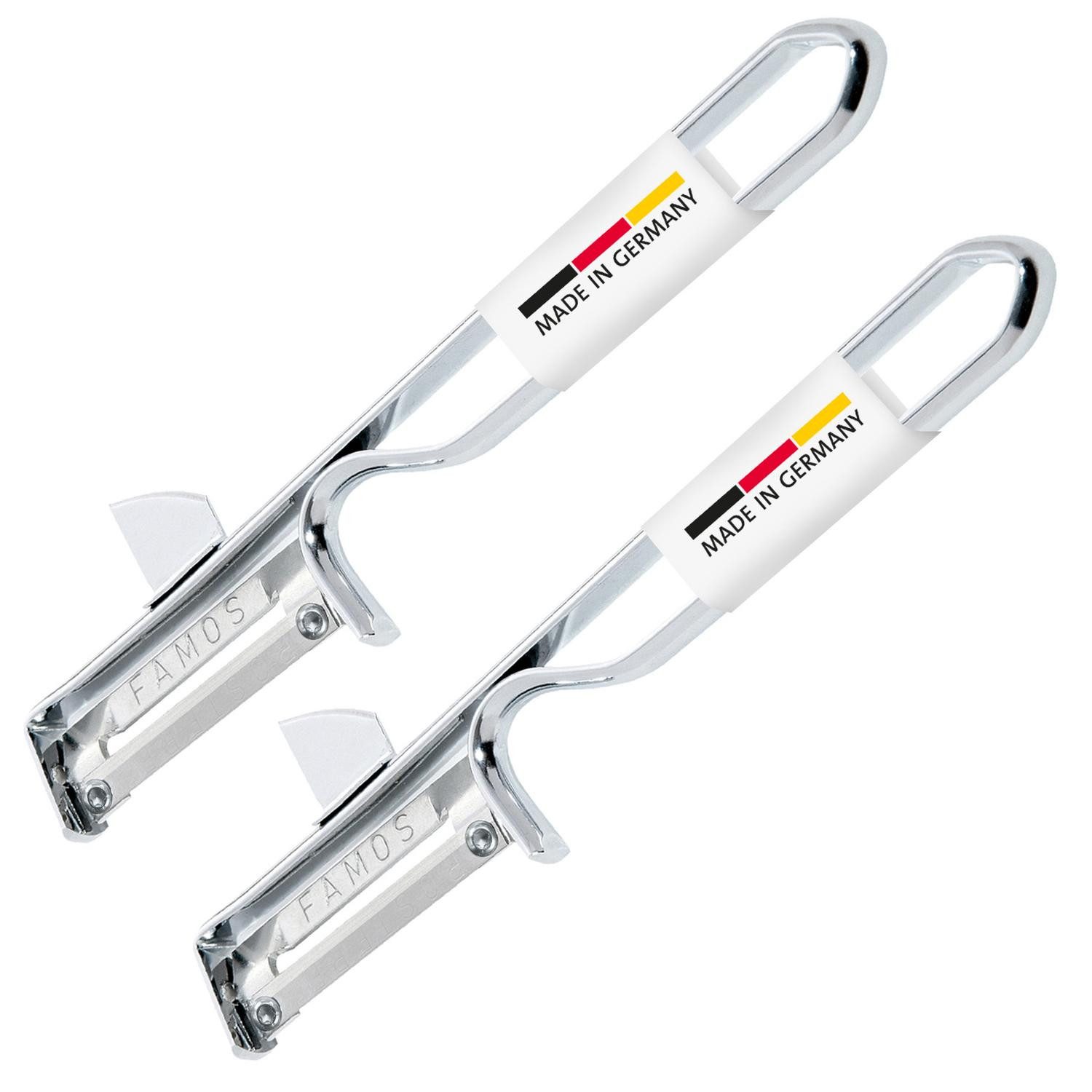 WESTMARK Sparschäler 2 Stk., mit geschärftem Ausstecher, Edelstahlklinge, Famos, Made in Germany