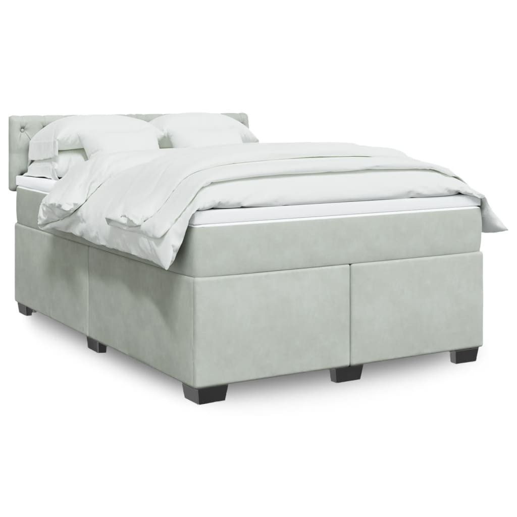 vidaXL Bett Boxspringbett mit Matratze Hellgrau günstig online kaufen