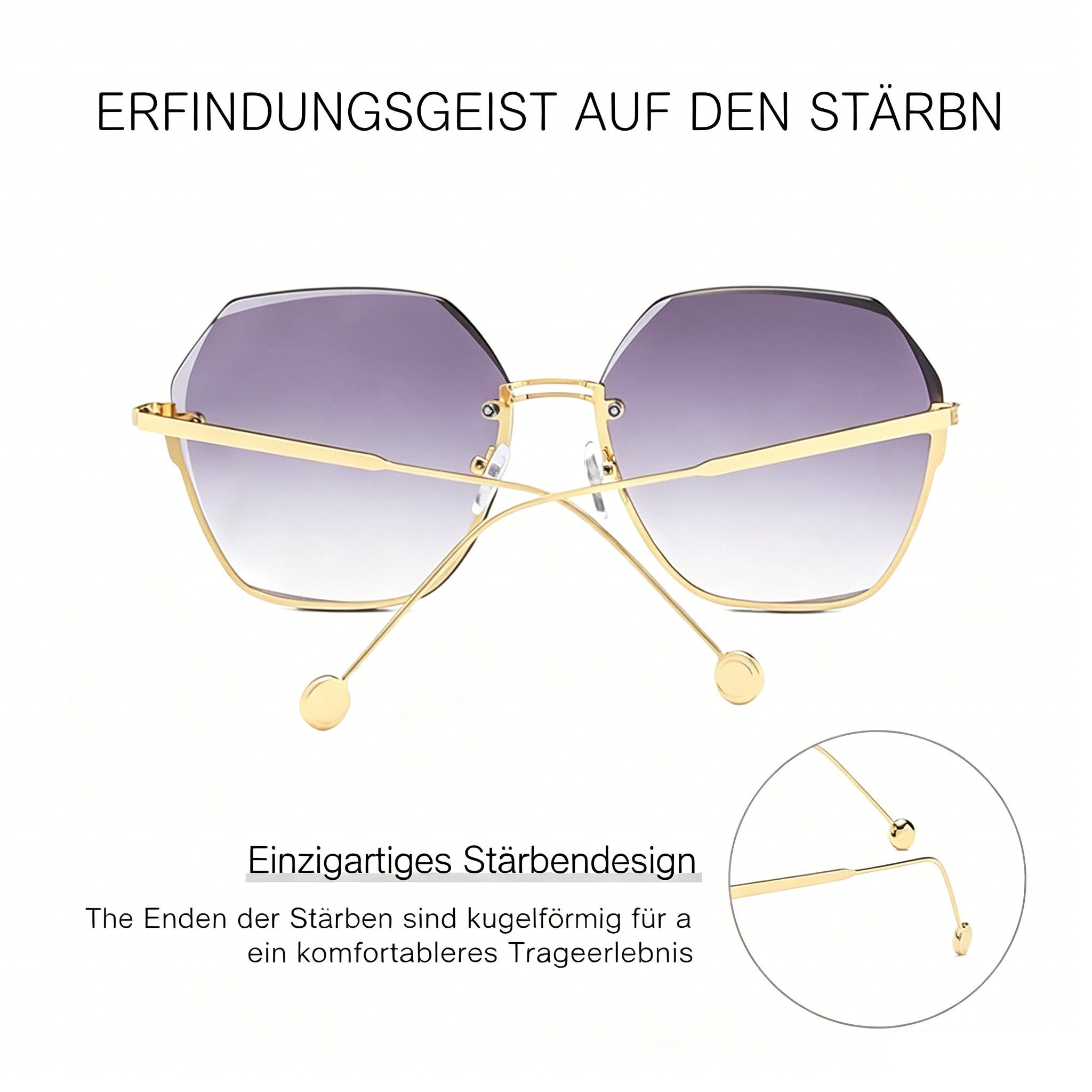 Toomoke Sonnenbrille Sonnenbrille Damen Übergroße Randlose UV-Schutz Modische Sommerbrille (Set, Aufbewahrungsbeutel, Mikrofasertuch, Brillenetui, Sonnenbrille) Sonnenbrille Transparent Farbverlauf Gläser UV400 Brille Sommer