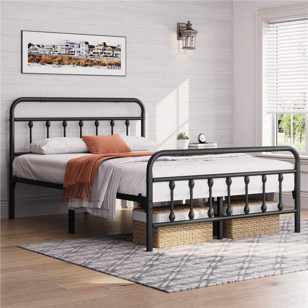 Yaheetech Bettgestell Metallbett, Metall Bettrahmen mit Kopfteil günstig online kaufen