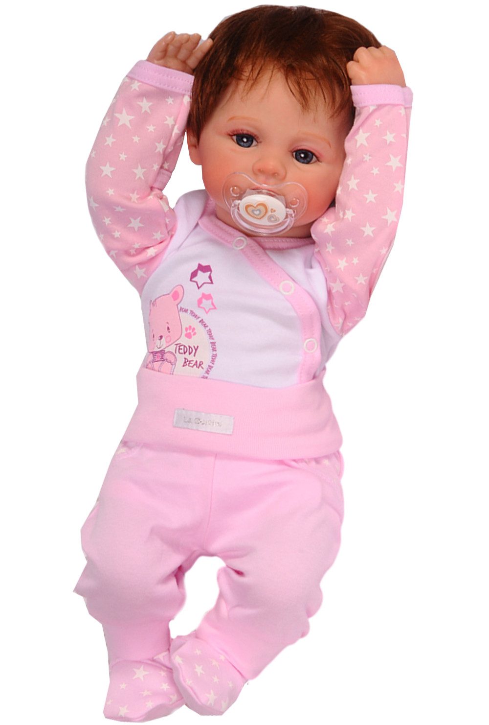 Body & Hose Baby Anzug Wickelbody und Schlupfhose in Rosa mit Sternen