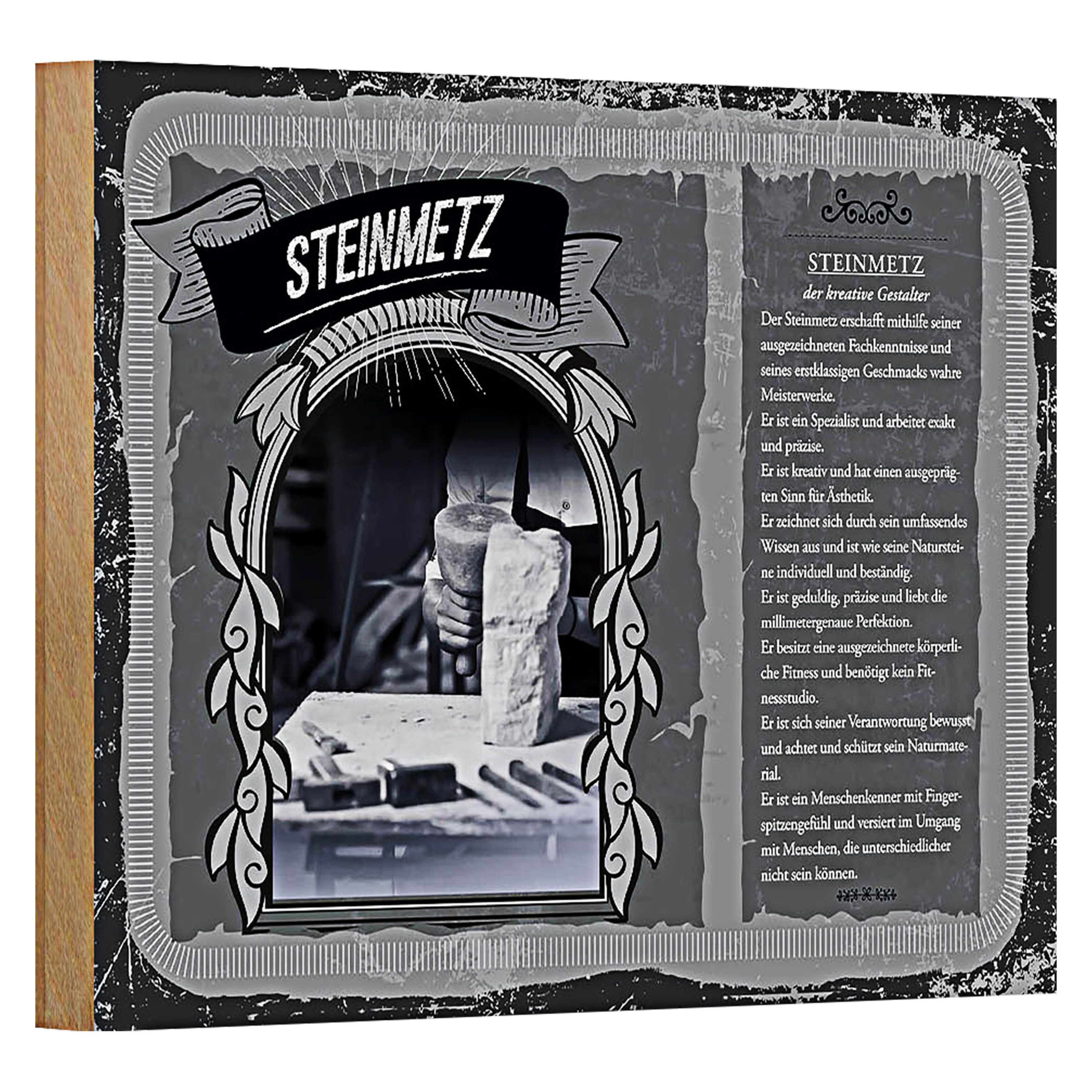 Roomando Holzbild Berufe 18x12cm Steinmetz Meisterwerke exakt