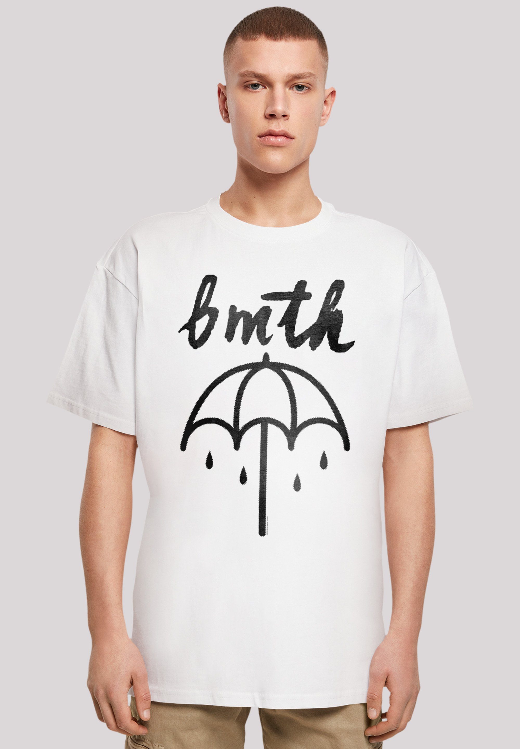 F4NT4STIC T-Shirt BMTH Metal Band Umbrella Premium Qualität, Rock-Musik, Band weiß