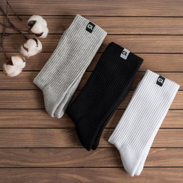 QSOCKS Tennissocken Crew Laufsocken Sportsocken Spezielle Polsterung, für Damen & Herren (Packung, 4 Paar) Qualität Socken