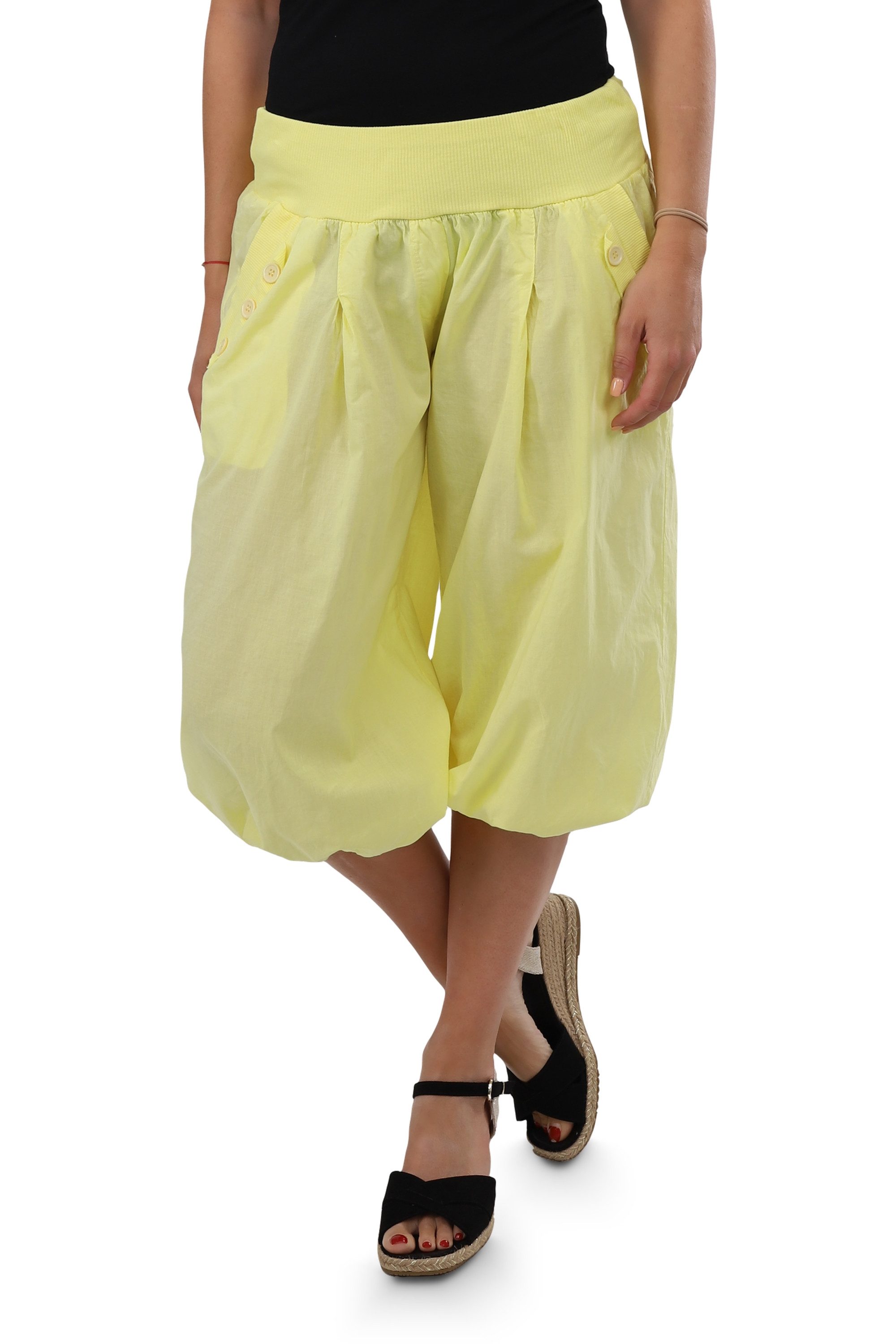 malito more than fashion Caprihose malito Damen Pumphose Capri 23286P kurze low waist Aladinhose Caprihose in Unifarben Einheitsgröße