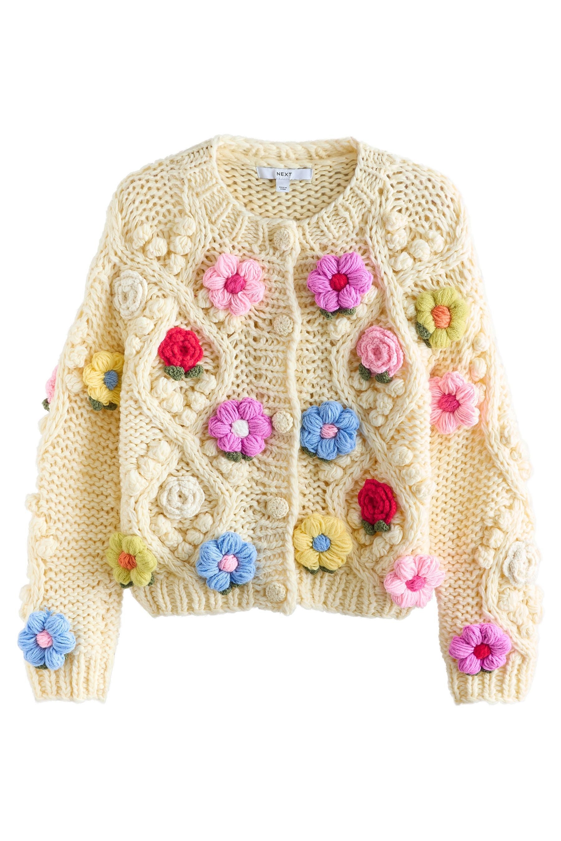 Next Strickjacke Von Hand gestrickte Strickjacke, 3D-Blumendesign (1-tlg) günstig online kaufen