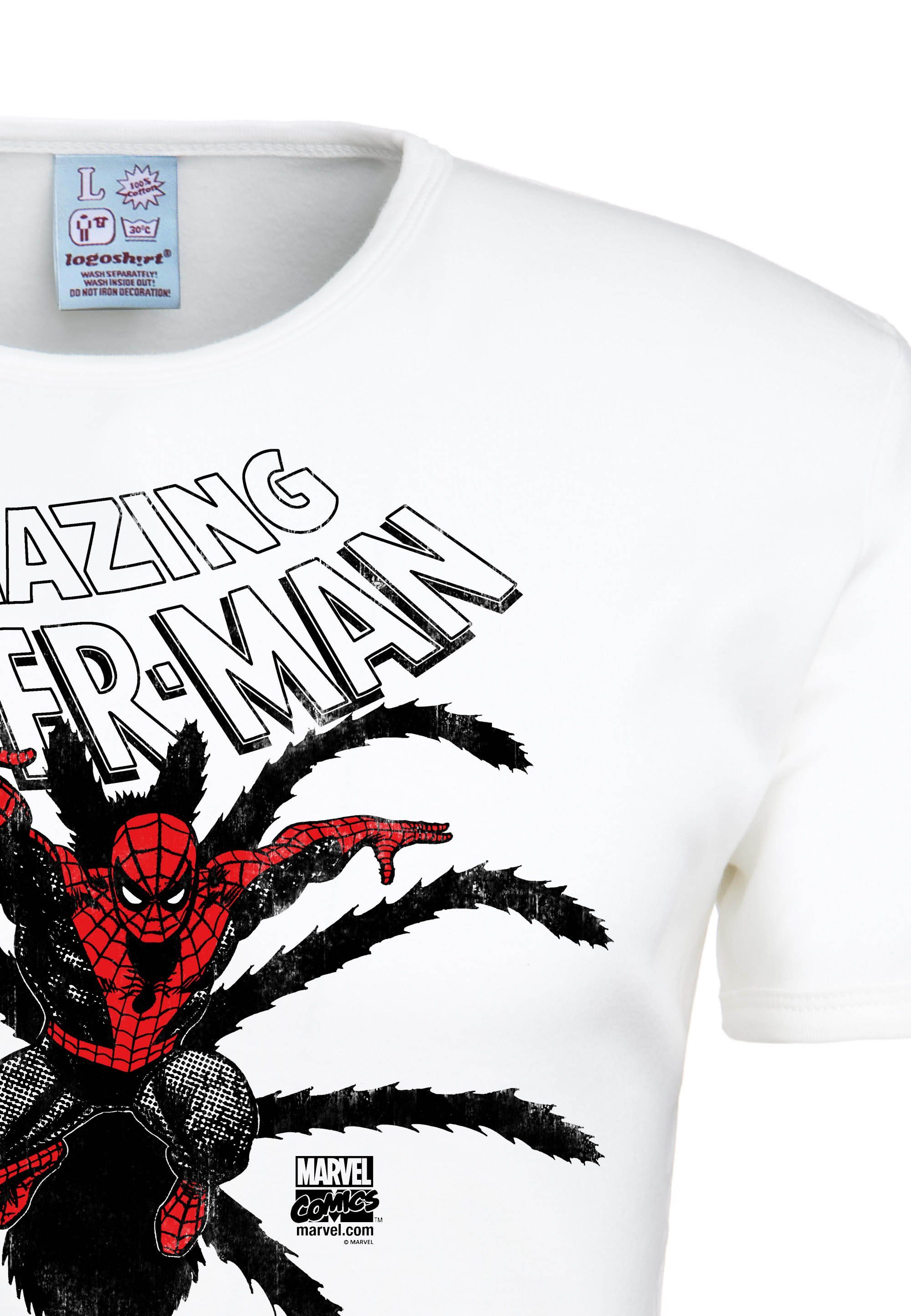 LOGOSHIRT T-Shirt Spider-Man Birth lizenzierten Originaldesign mit