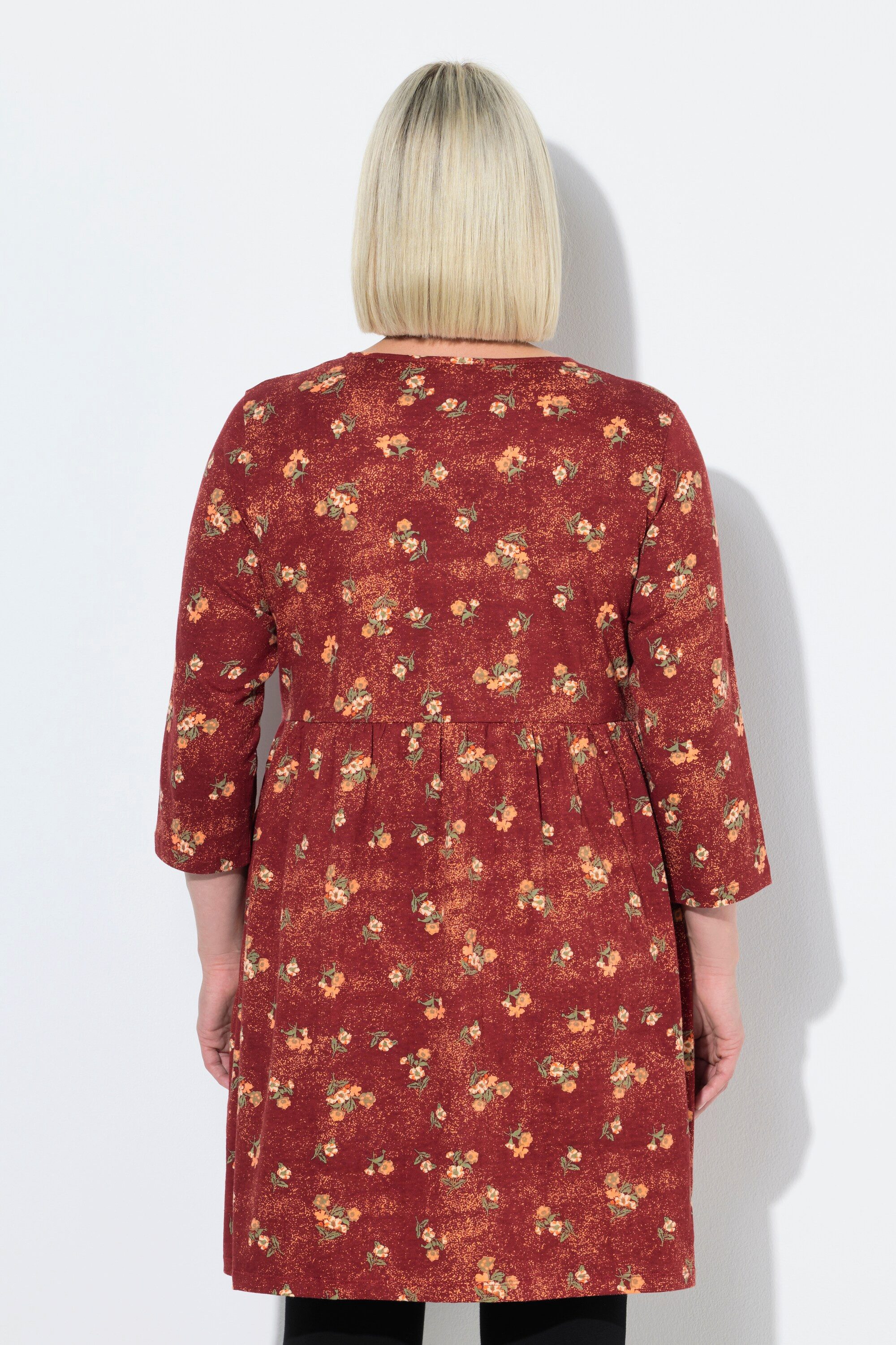 Ulla Popken Longshirt Longshirt Punkte A-Linie Rundhals 3/4-Arm