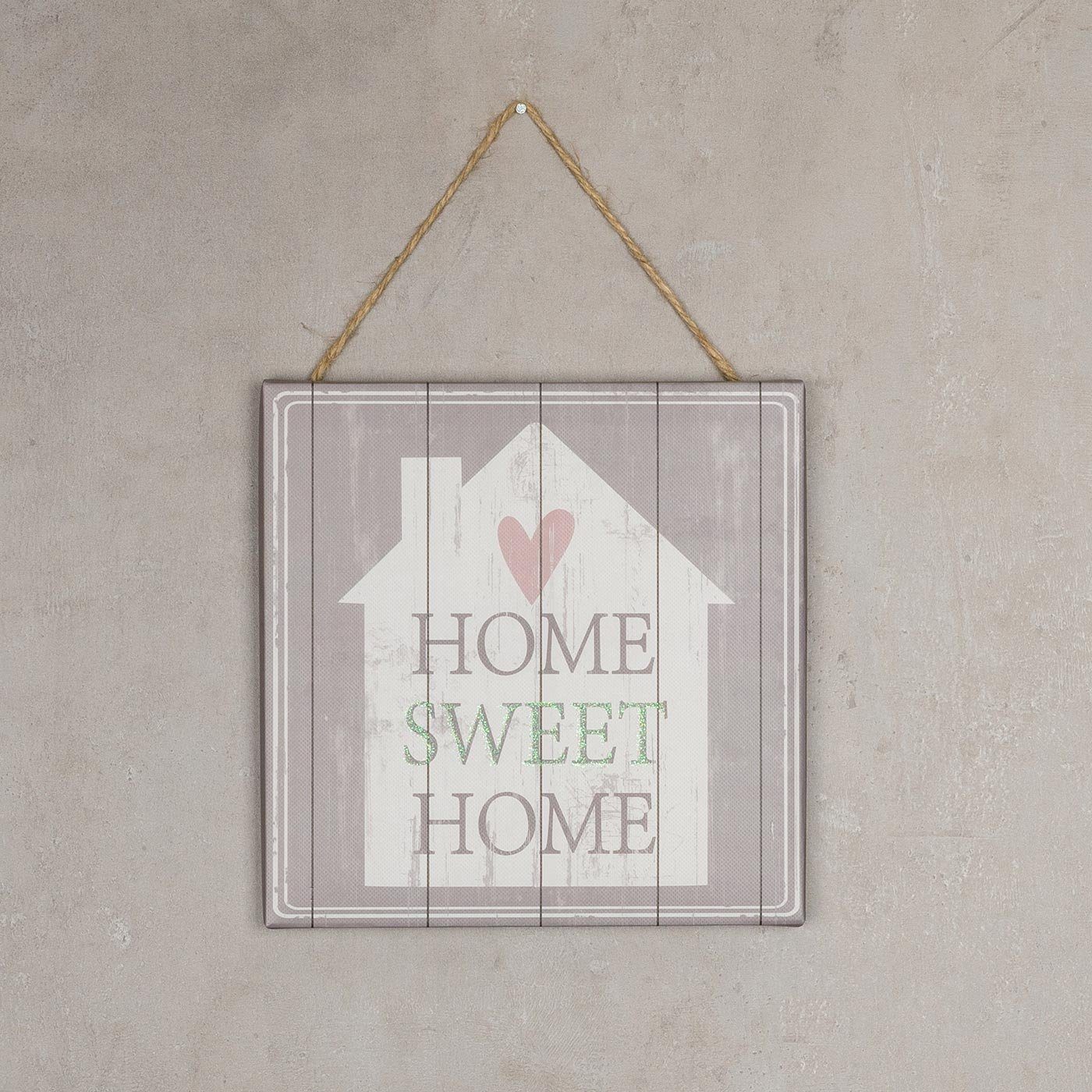 Levandeo® Leinwandbild, 5er Set Wandbilder 20 x 20 cm Deko Sprüche Kordel W günstig online kaufen