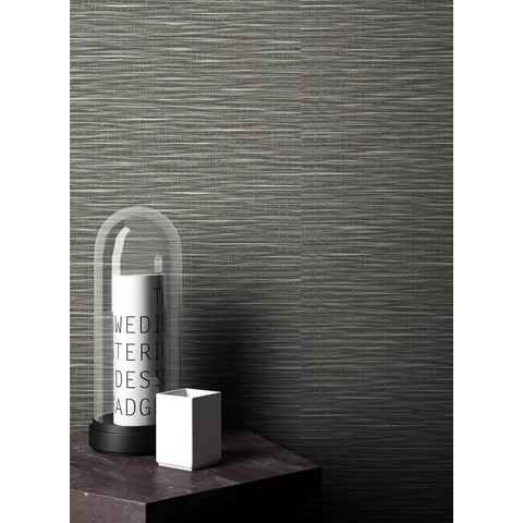 Newroom Vliestapete, Schwarz Tapete Uni Streifen - Streifentapete Unitapete Grau Modern Querstreifen Einfarbig für Wohnzimmer Schlafzimmer Küche