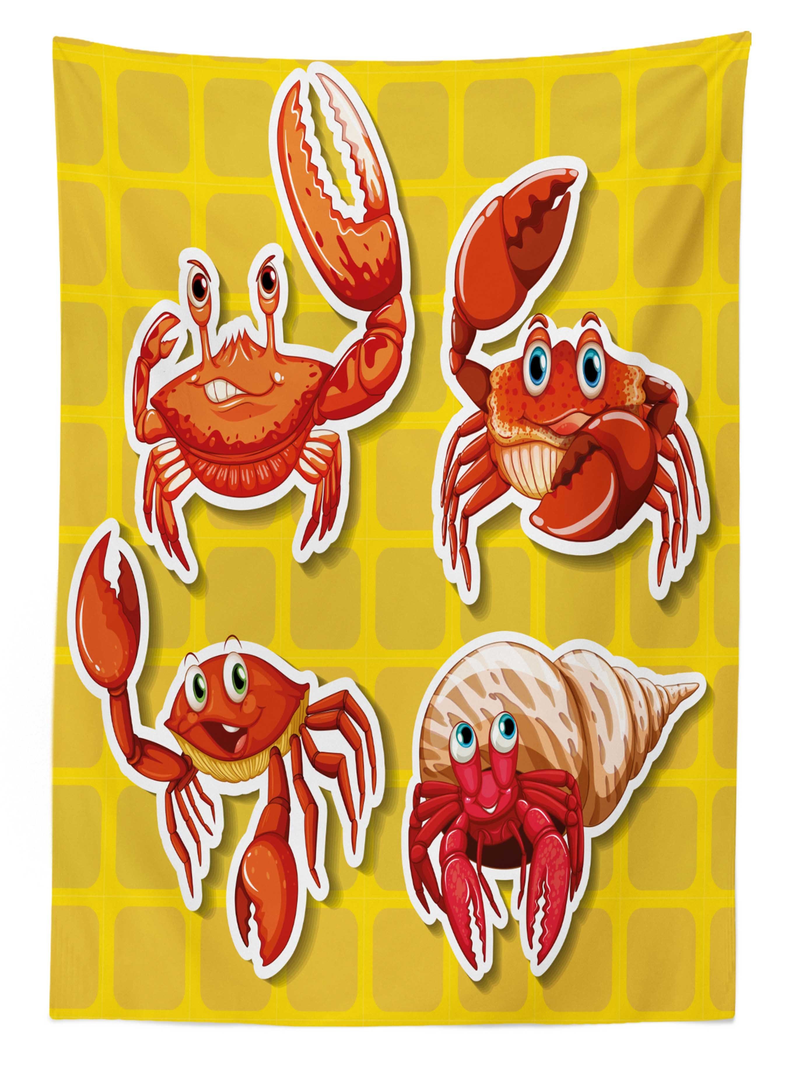 Klare Bereich Farben, Außen Abakuhaus den 4 Farbfest geeignet Tischdecke Für Karikatur verschiedene Crabs Waschbar