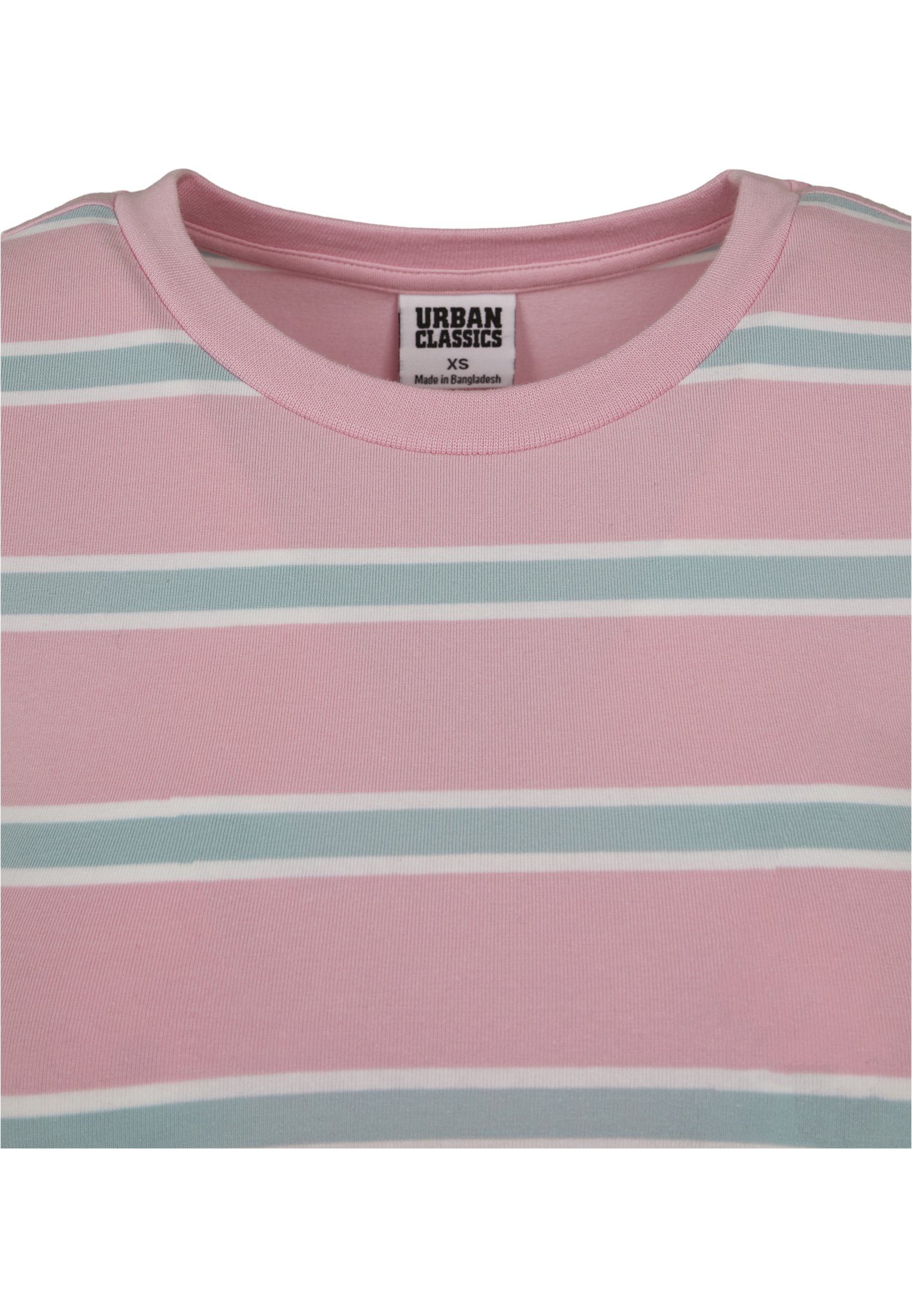 Damen girlypink/oceanblue Tee Strandshirt (1-tlg) Stripe URBAN Ladies CLASSICS Cropped