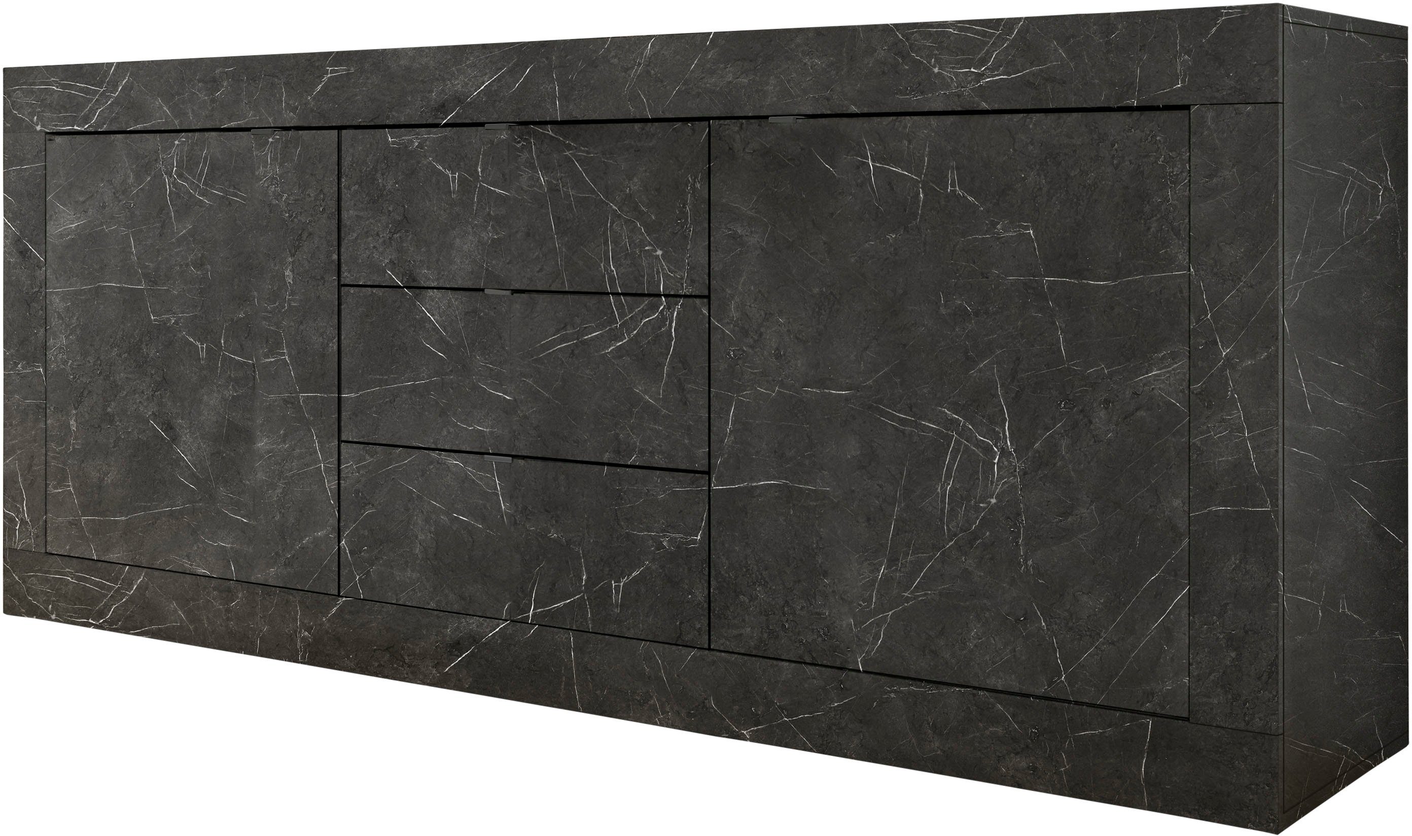 INOSIGN Sideboard Basic Breite 210 cm, Kommode 2 Türen, 3 Schubkästen, Anrichte, Metallgriff, moderne Rahmenoptik, viel Stauraum, Farbauswahl
