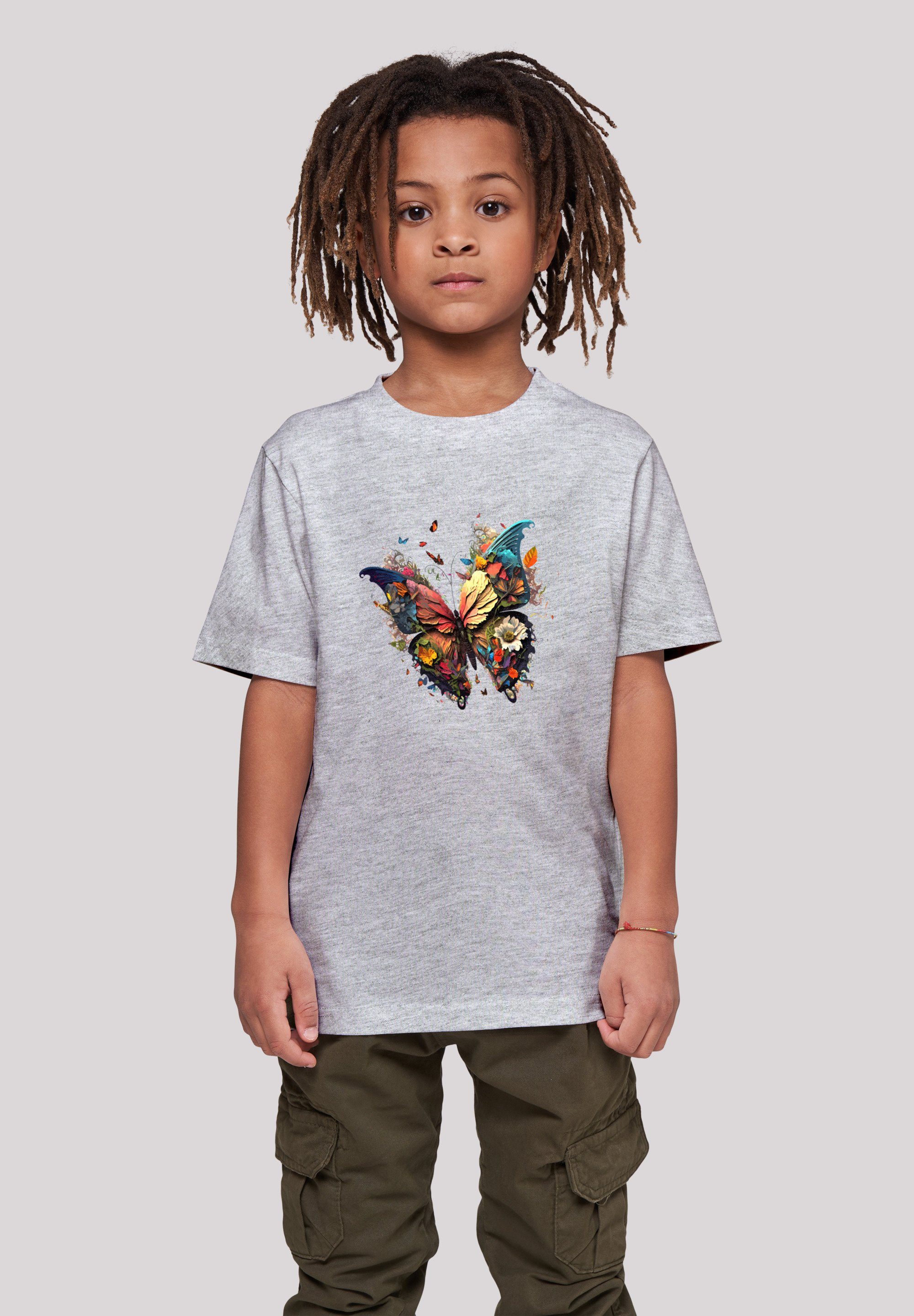 F4NT4STIC T-Shirt Schmetterling Bunt Print heather grey