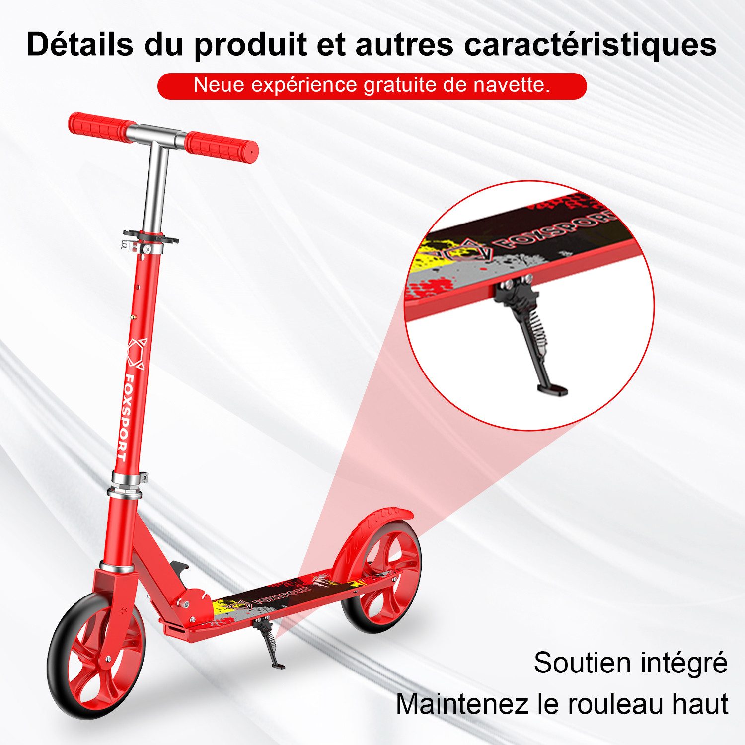FOXSPORT Cityroller Leichter faltbarer, für Erwachsene und Kinder, 1 km/h, (Packung, mit Schutzblechen), klappbar&höhenverstellbar Scooter 200mm Räder Maximale 100 kg