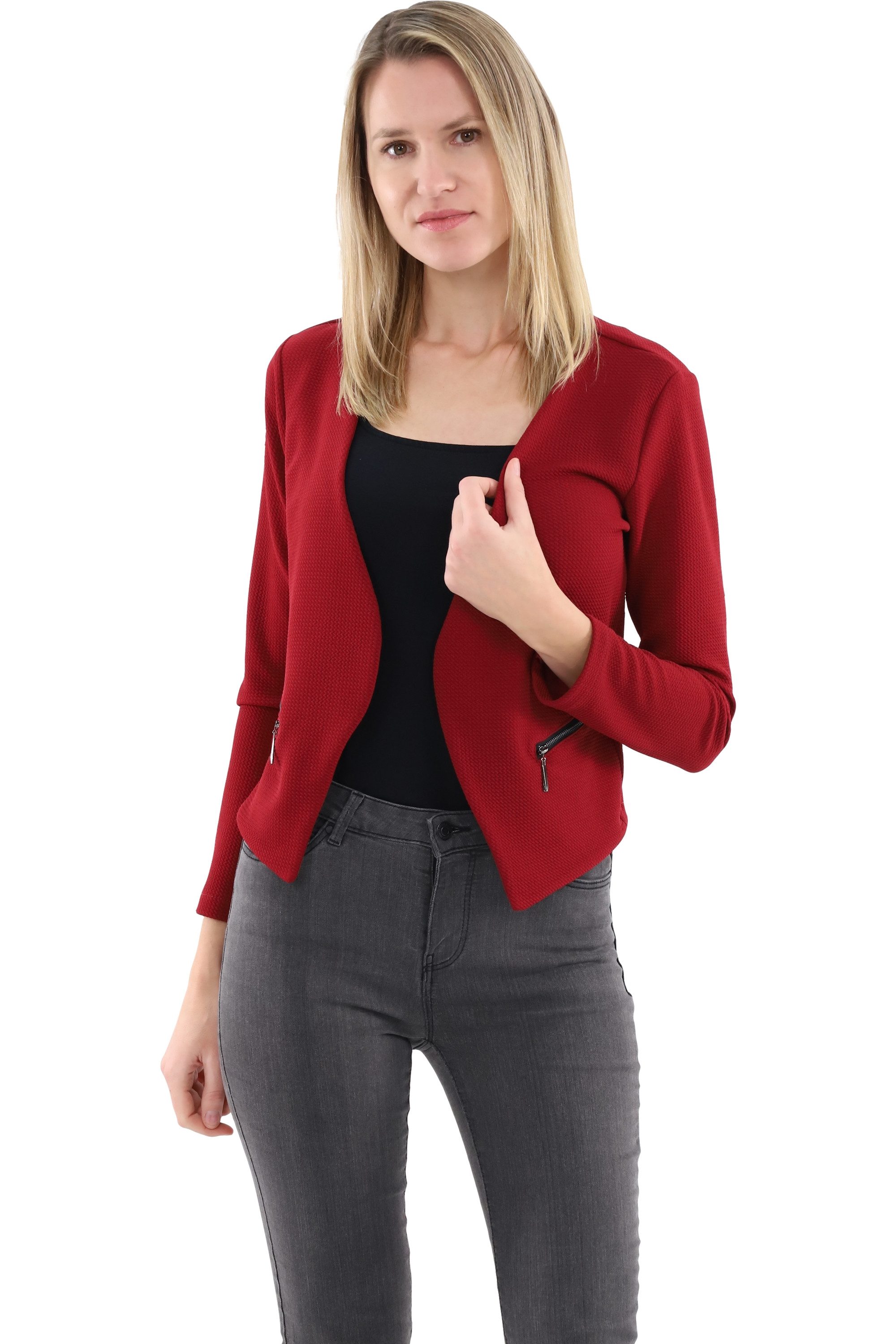 malito more than fashion Jackenblazer malito Damen Blazer ohne Kragen, Sakko im Basic Look, Kurzjacke mit Sweatblazer im Basic-Look