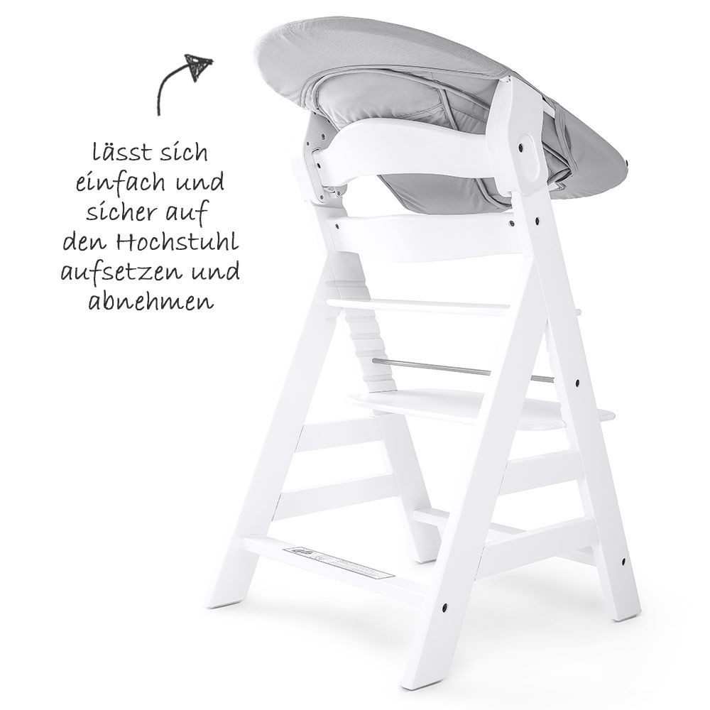 Hauck Hochstuhl Hauck Alpha Plus White Newborn Set (Set, 4 St), Holz Babyhochstuhl ab Geburt inkl. Neugeborenenaufsatz & Sitzauflage – Bild 4 von 5
