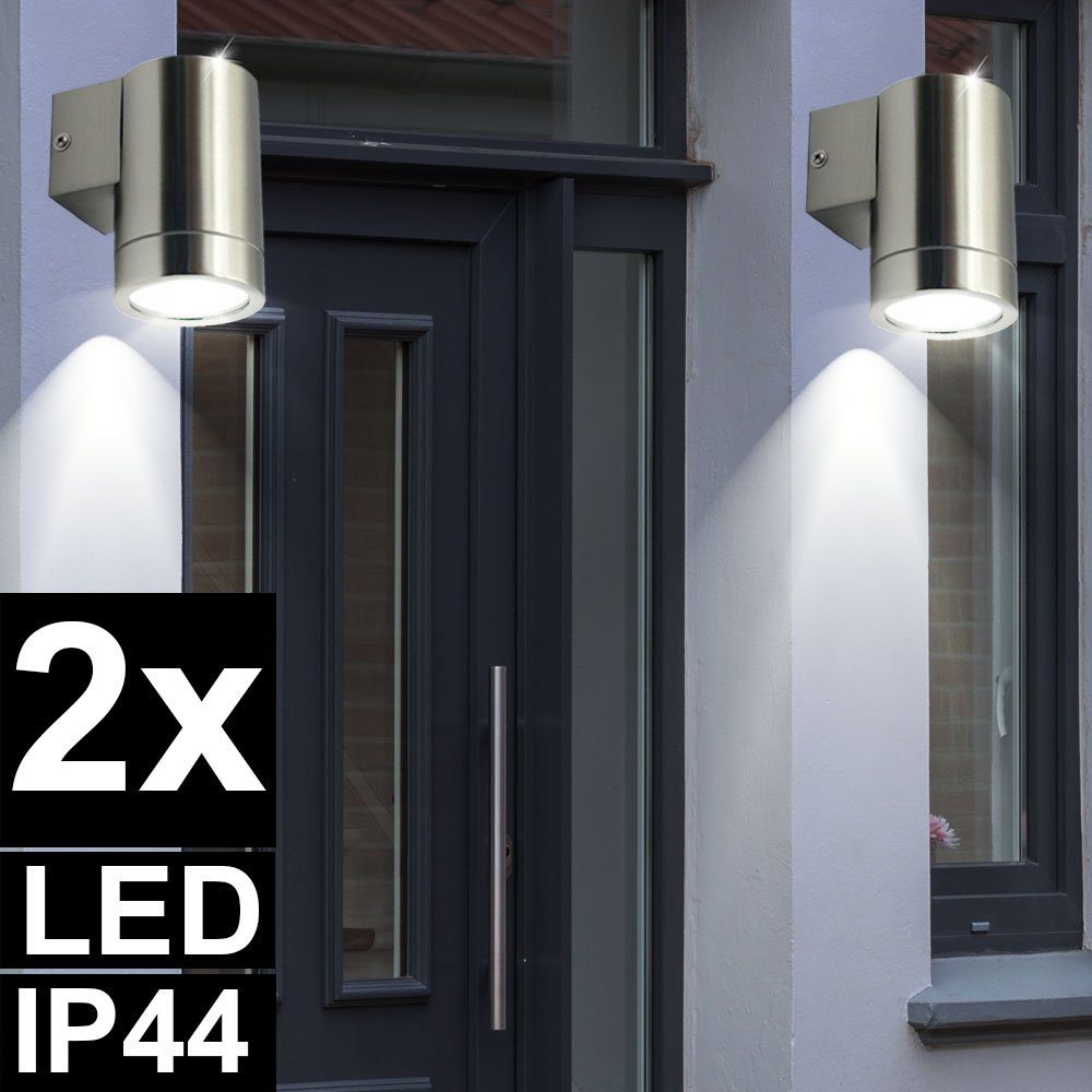 LED Außen-Wandleuchte IP44 Wand-Spot Fassaden Strahler Up-Down-Lampe 2er SET 