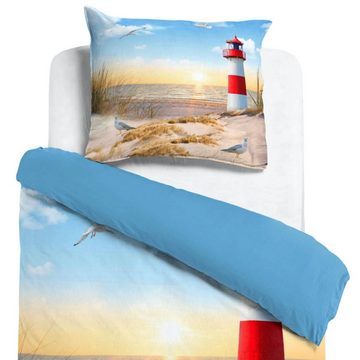 Bettwäsche Leuchtturm, ESPiCO, Renforcé, 3 teilig, Digitaldruck, Strand, Meer, Küste