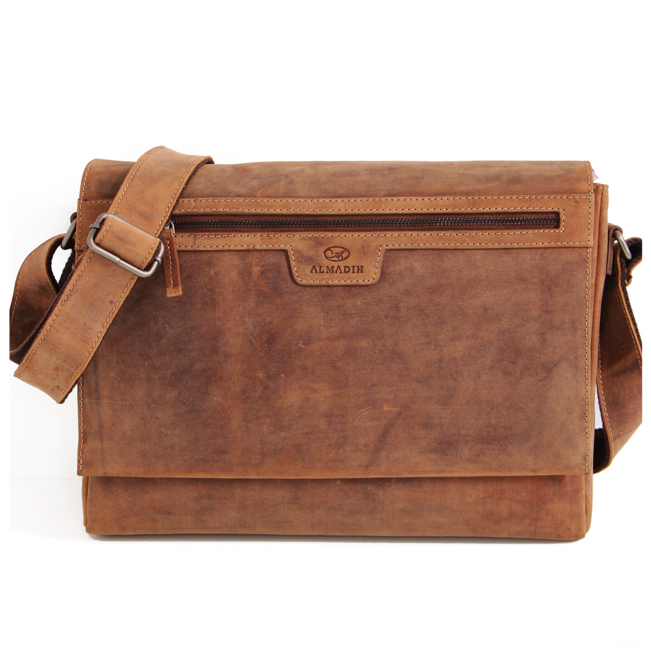 Umhängetasche MIO Ledertasche mit gepolstertem Laptop Fach.