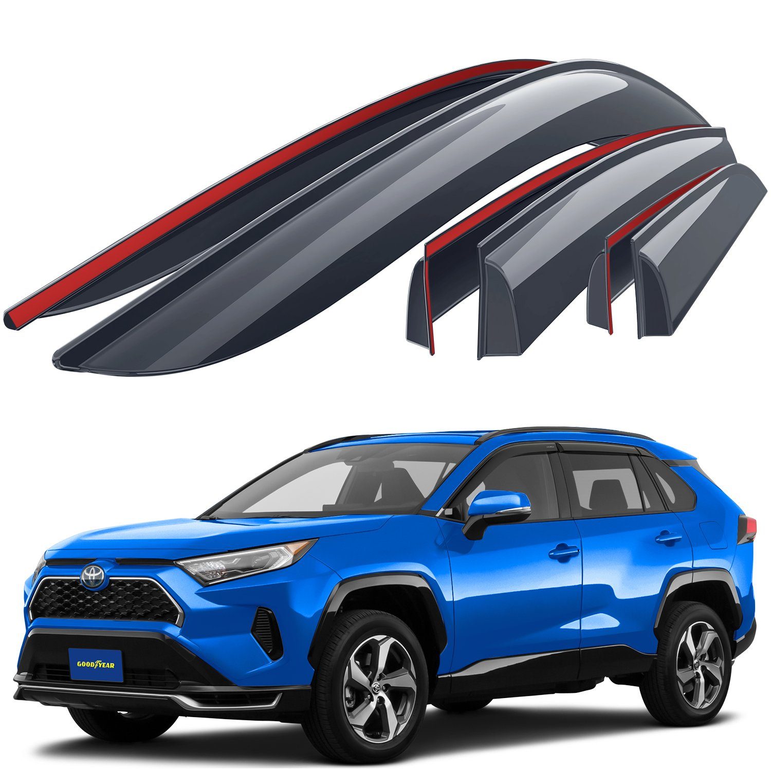 (6 Goodyear Goodyear Windabweiser für/kompatible Toyota Auto-Fußmatte mit RAV4 St) 2019-2023