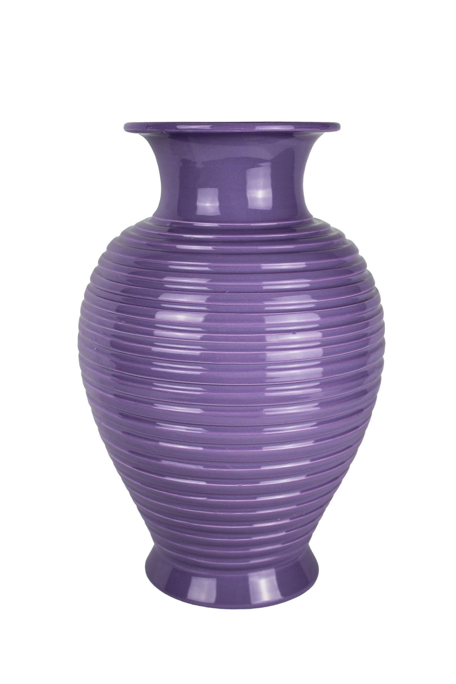 Signature Home Collection Dekovase Vase Keramik schwarz 36 cm mit Ringmuster (1 Stück, 1 Keramikvase), Handgefertigte Keramik aus Italien lila