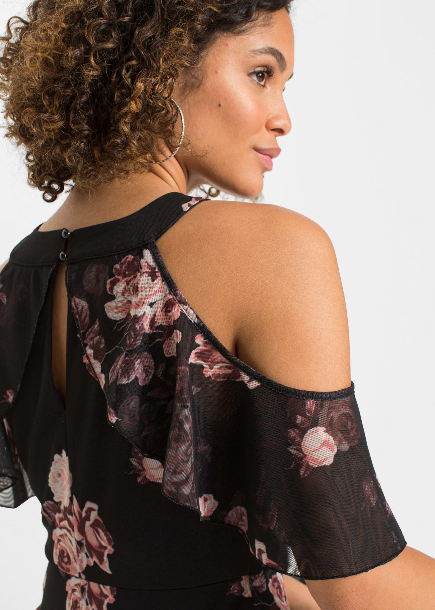 bonprix Maxikleid für eleganten Auftritt, aus leichtem Mesh-Material, lockere Passform