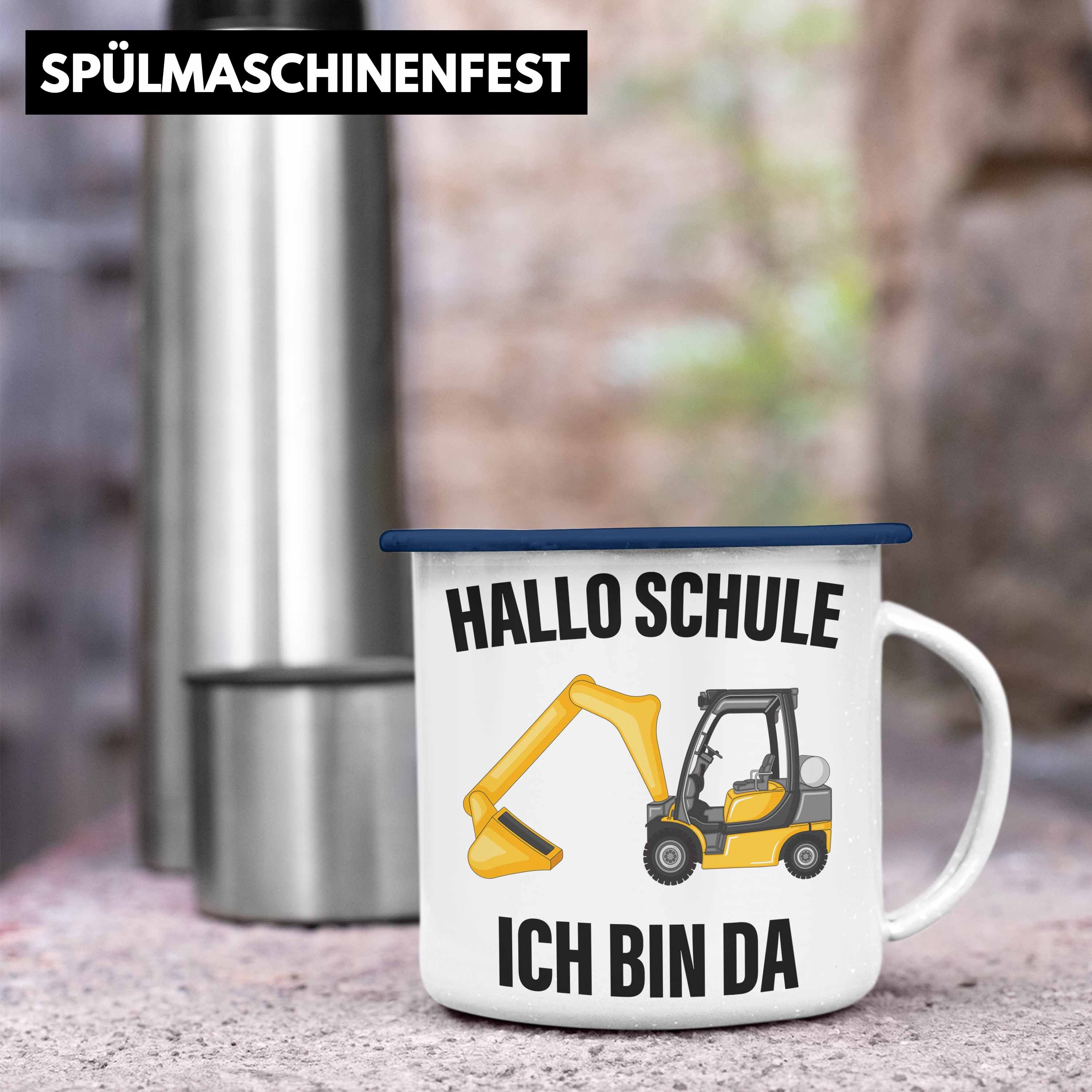 Emaille 1. Thermotasse Schultag Blau Jungs Tasse Schulstart Schuleinführung Schultüte Trendation Schulkind - Füllung Geschenkidee Geschenk Trendation für Schulanfang Einschulung Junge