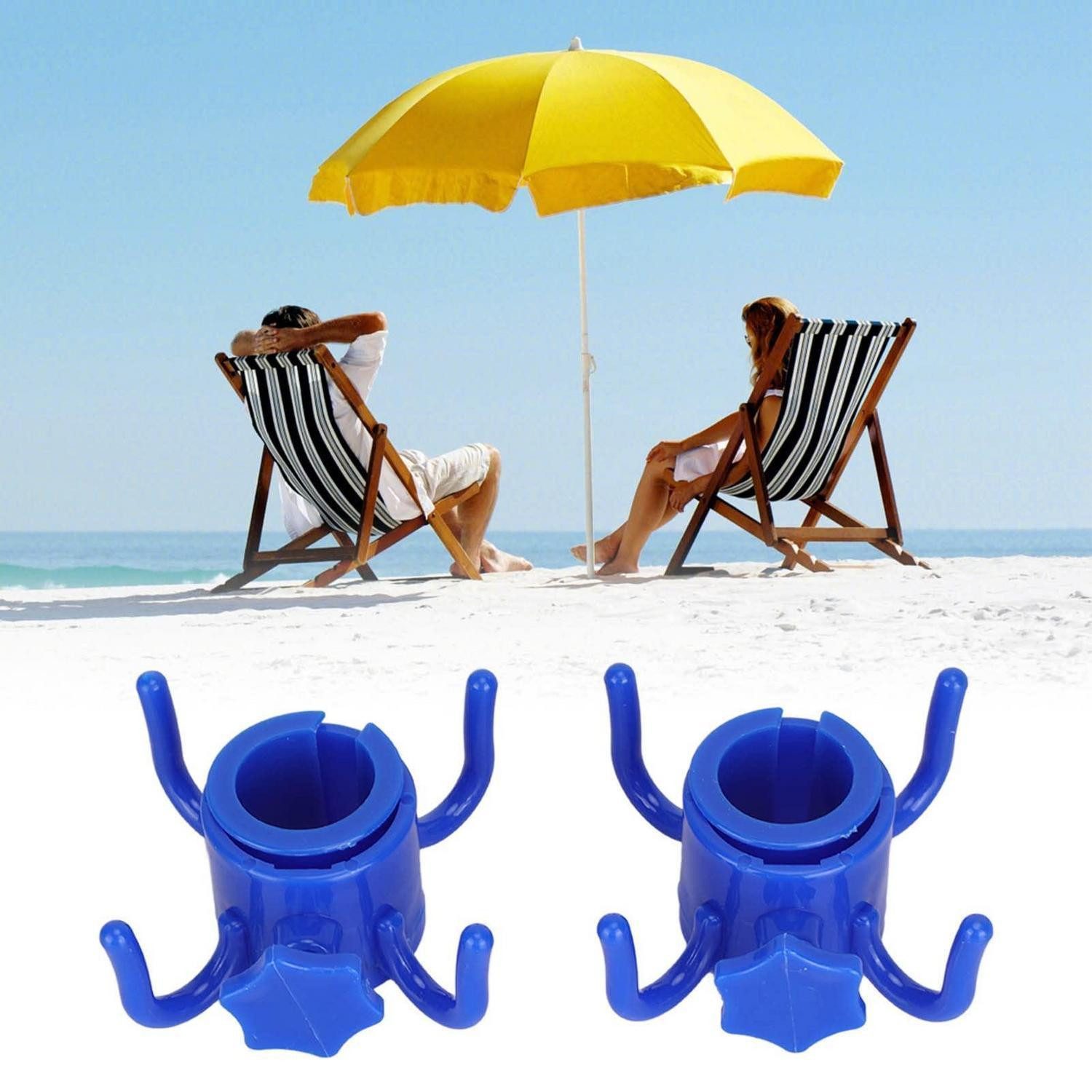 LuxusKollektion Handtuchhalter Strandschirmhaken 4 Zacken Blau
