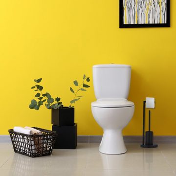 relaxdays Toilettenpapierhalter WC Garnitur schwarz