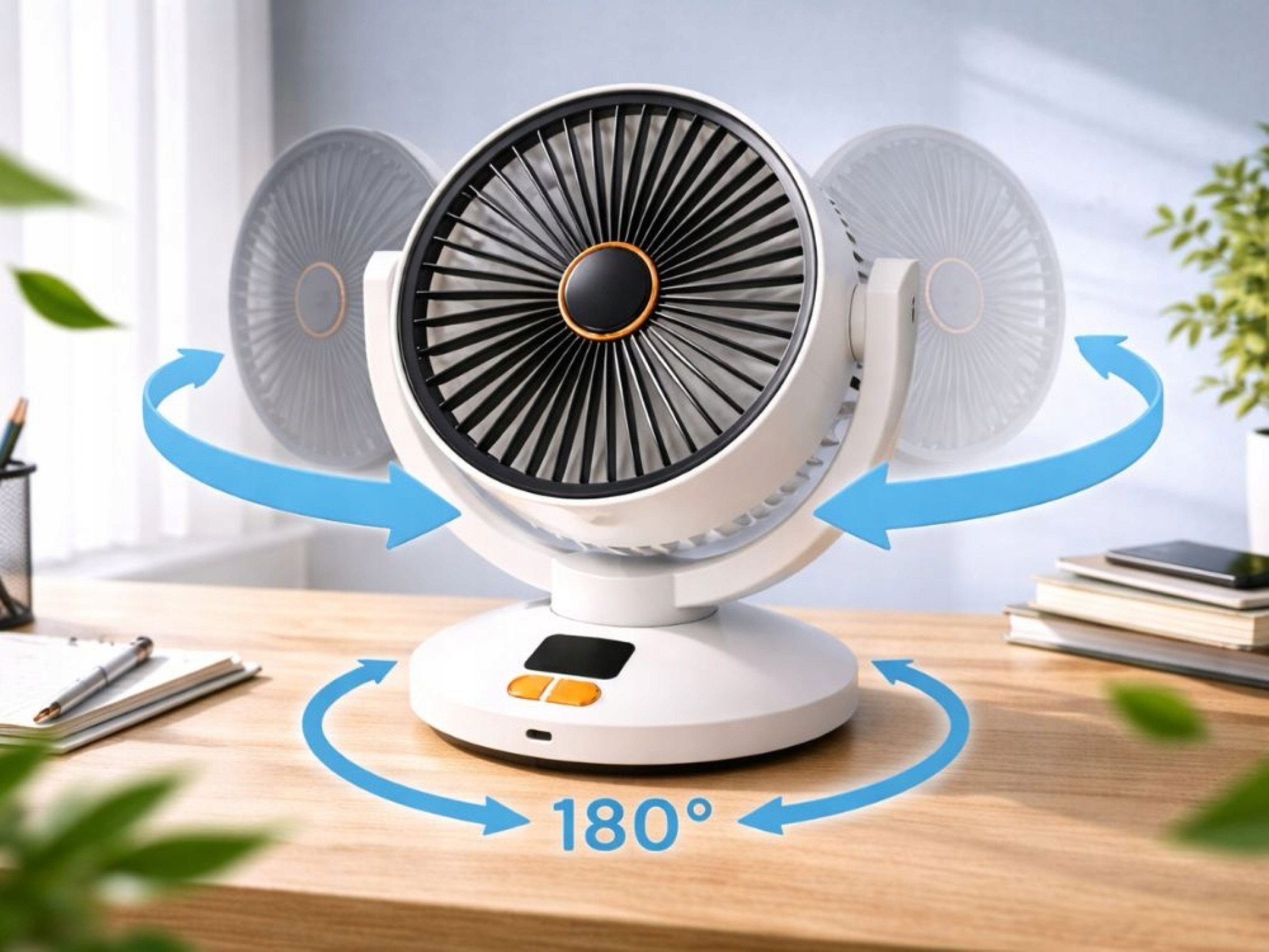 Verkgroup Tischventilator Kabelloser Tischventilator Akku USB-C 6 Stufen Oszillation Timer Weiß, Kabelloser Betrieb, 6 Geschwindigkeitsstufen, Timer, Oszillation