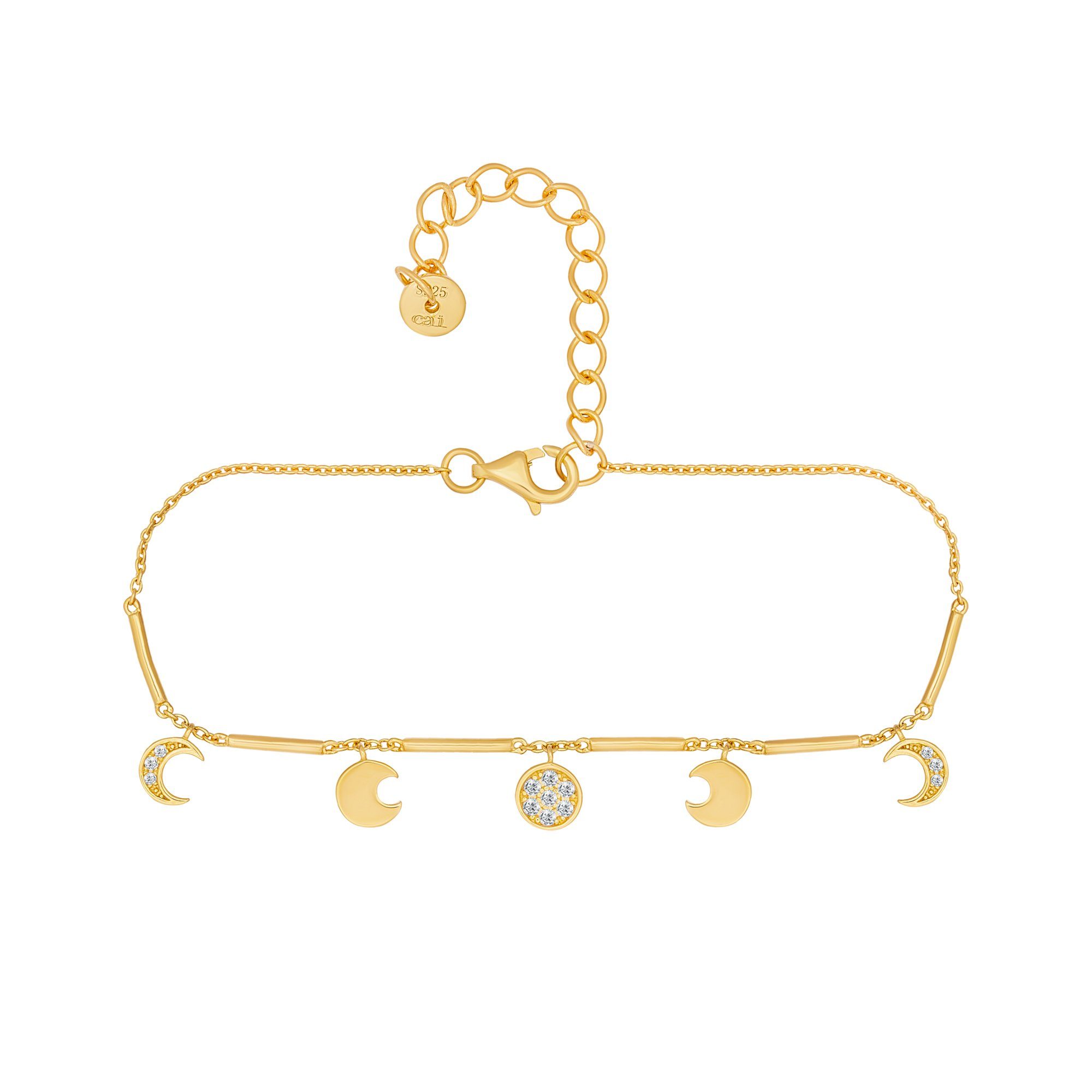 Mondphasen Silber 925 vergoldet Fußkette CAÏ Anhänger Zirkonia