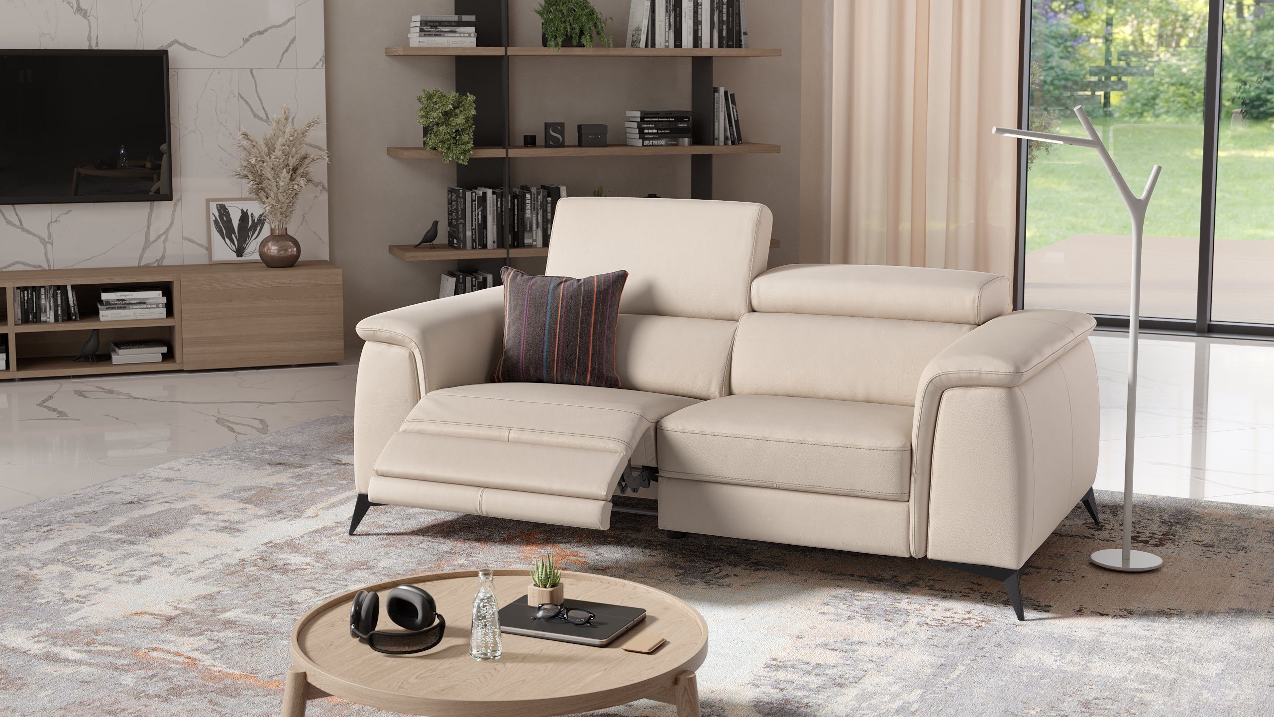 Sofanella 2-Sitzer Leder LIVORNO, Relaxsofa, Designsofa, Designer Couch, Italienisches Sofa, 2er Sofa