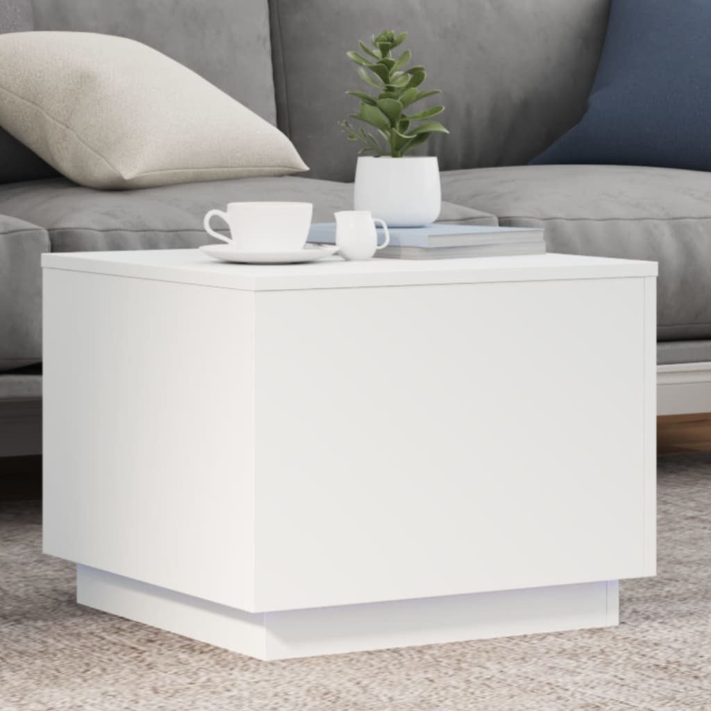 vidaXL Ablagetisch, Couchtisch mit LED-Leuchten Weiß günstig online kaufen