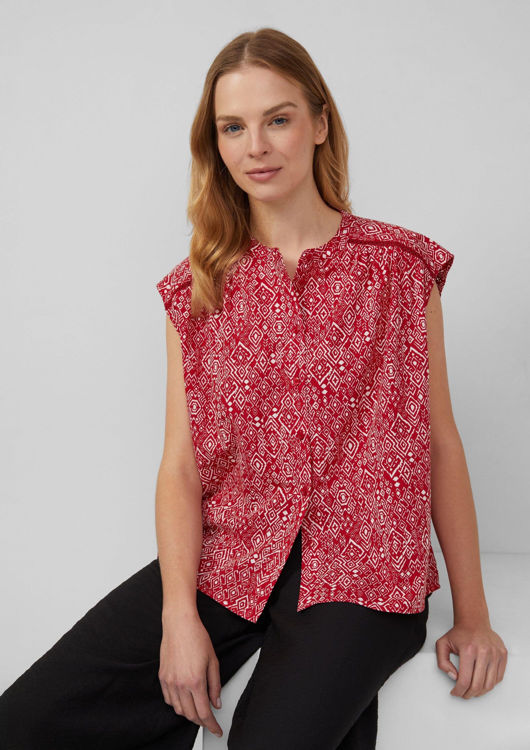 s.Oliver Blusentop Bluse Weites Blusentop mit Raffung und Spitzen-Detail günstig online kaufen