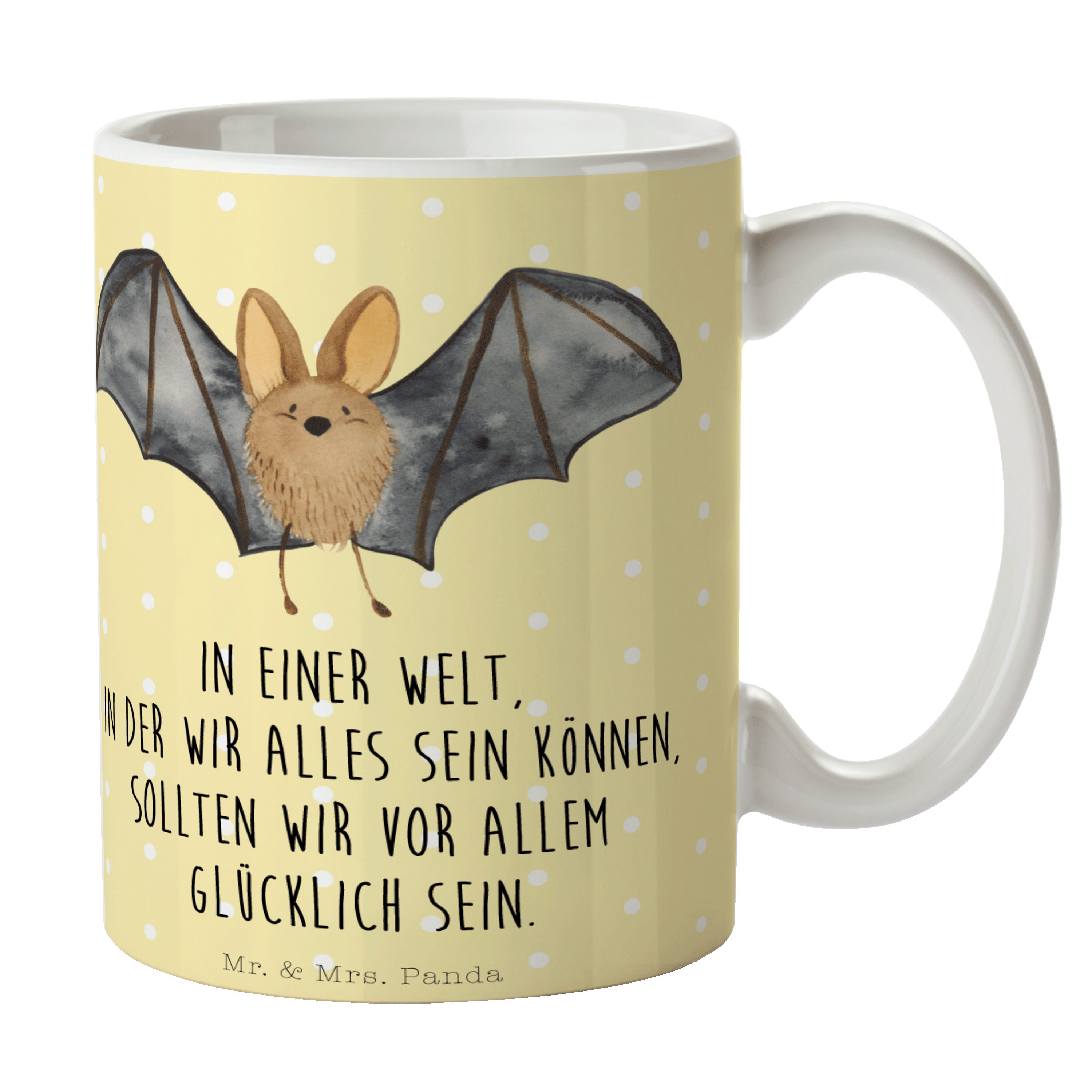 Mr. & Mrs. Panda Tasse »Fledermaus Flügel Gelb Pastell Geschenk