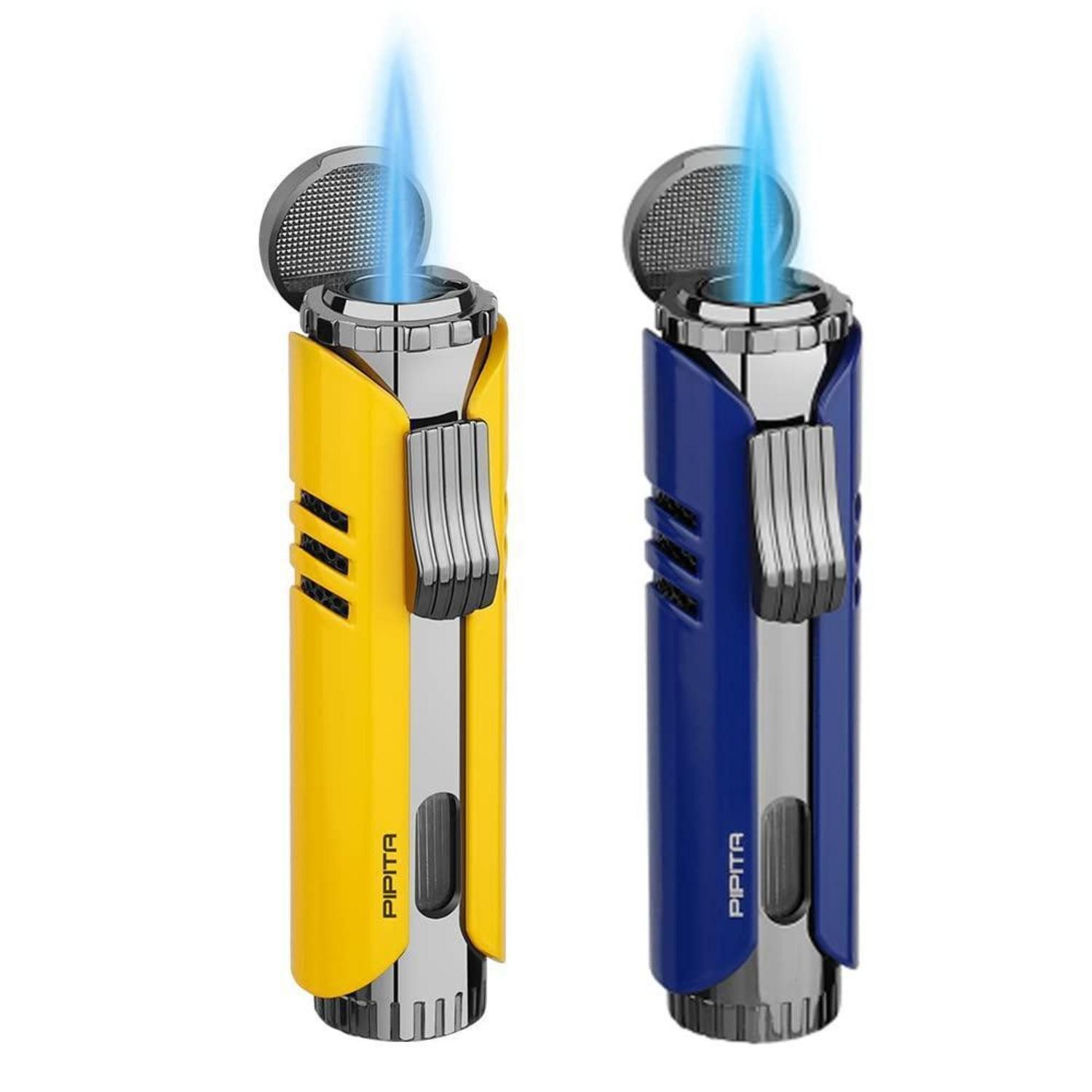 LuxusKollektion Feuerzeuge Fackelfeuerzeug 2er-Pack Jetflamme Blau/Gelb (2-St)