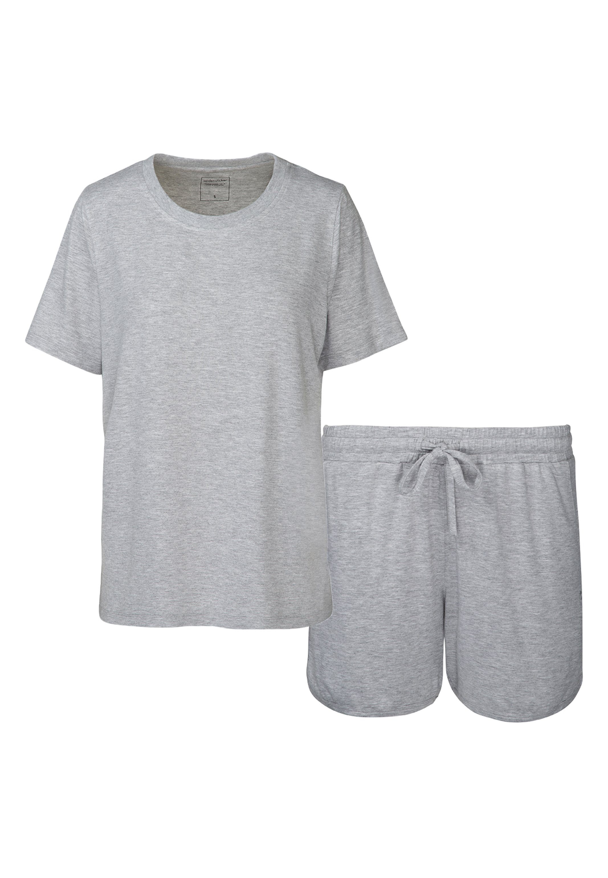 seidensticker Pyjama Modern (Set, 2 tlg) Schlafanzug kurz - Weiches Viskose-Material Silvergrey Melange