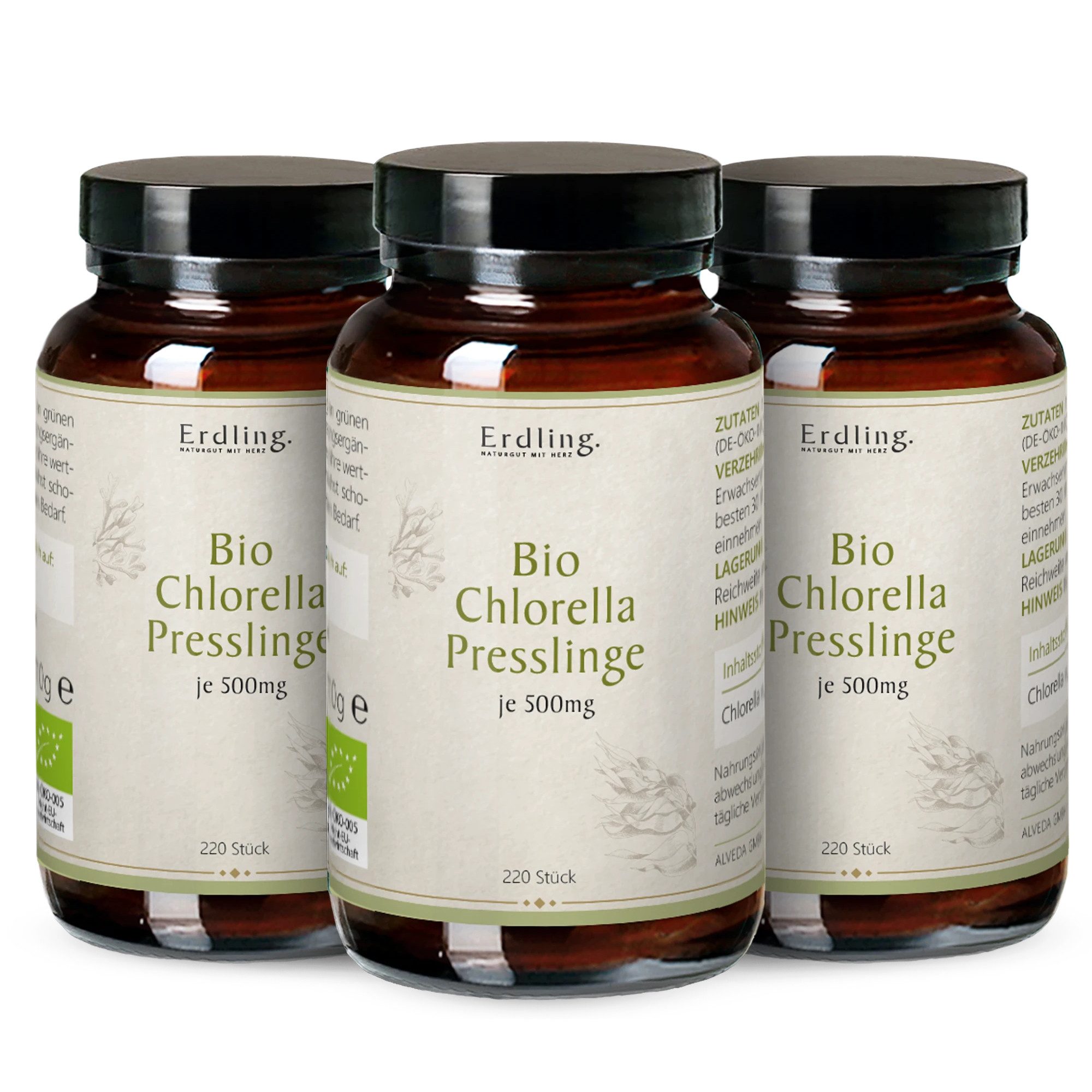 Waldkraft. Erdling BIO Chlorella Presslinge Kapseln, 100 % Bio-Chlorella - Für eine grüne Ergänzung Deiner täglichen Ernährung – Vegan à 620 St., 330 g